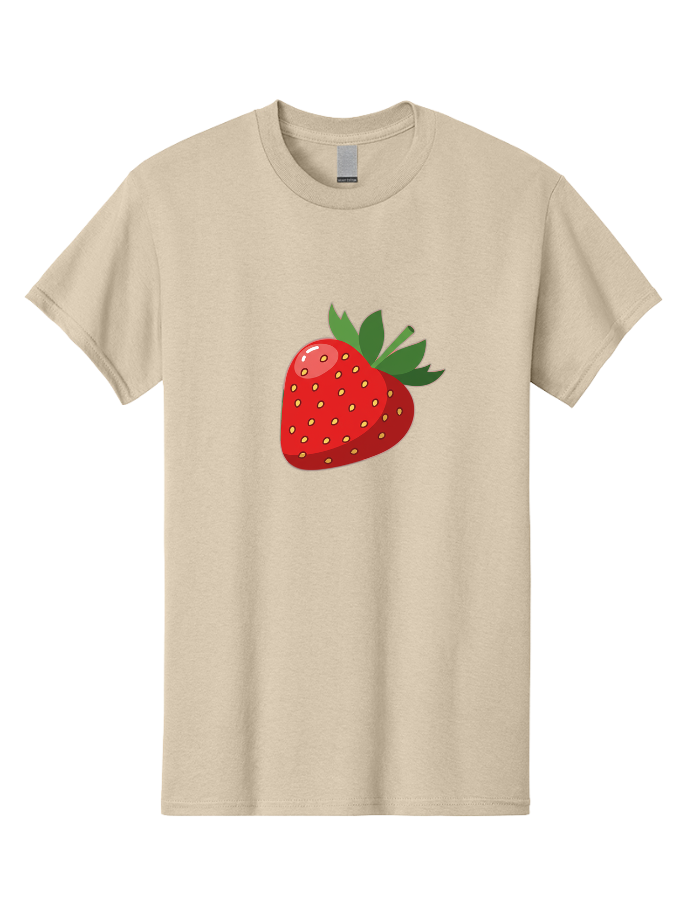 Strawberry Men'S Graphic Tee, 100% Cotton, Comfortable Casual Summer Wear, Machine Washable, Fresh Strawberry, Juicy Fruit, Red Strawberry, Green Leaves, Sweet Treat, Cartoon Illustration, Digital Art, Vibrant Red, Yellow Seeds Bac495