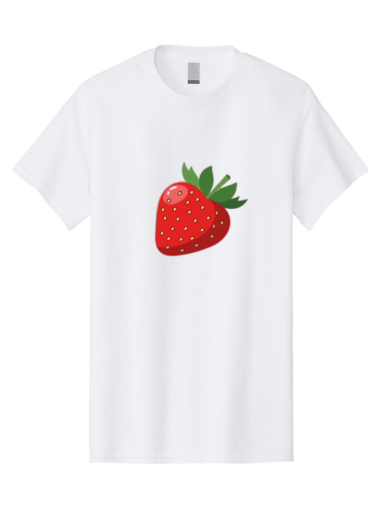 Strawberry Men'S Graphic Tee, 100% Cotton, Comfortable Casual Summer Wear, Machine Washable, Fresh Strawberry, Juicy Fruit, Red Strawberry, Green Leaves, Sweet Treat, Cartoon Illustration, Digital Art, Vibrant Red, Yellow Seeds Bac495