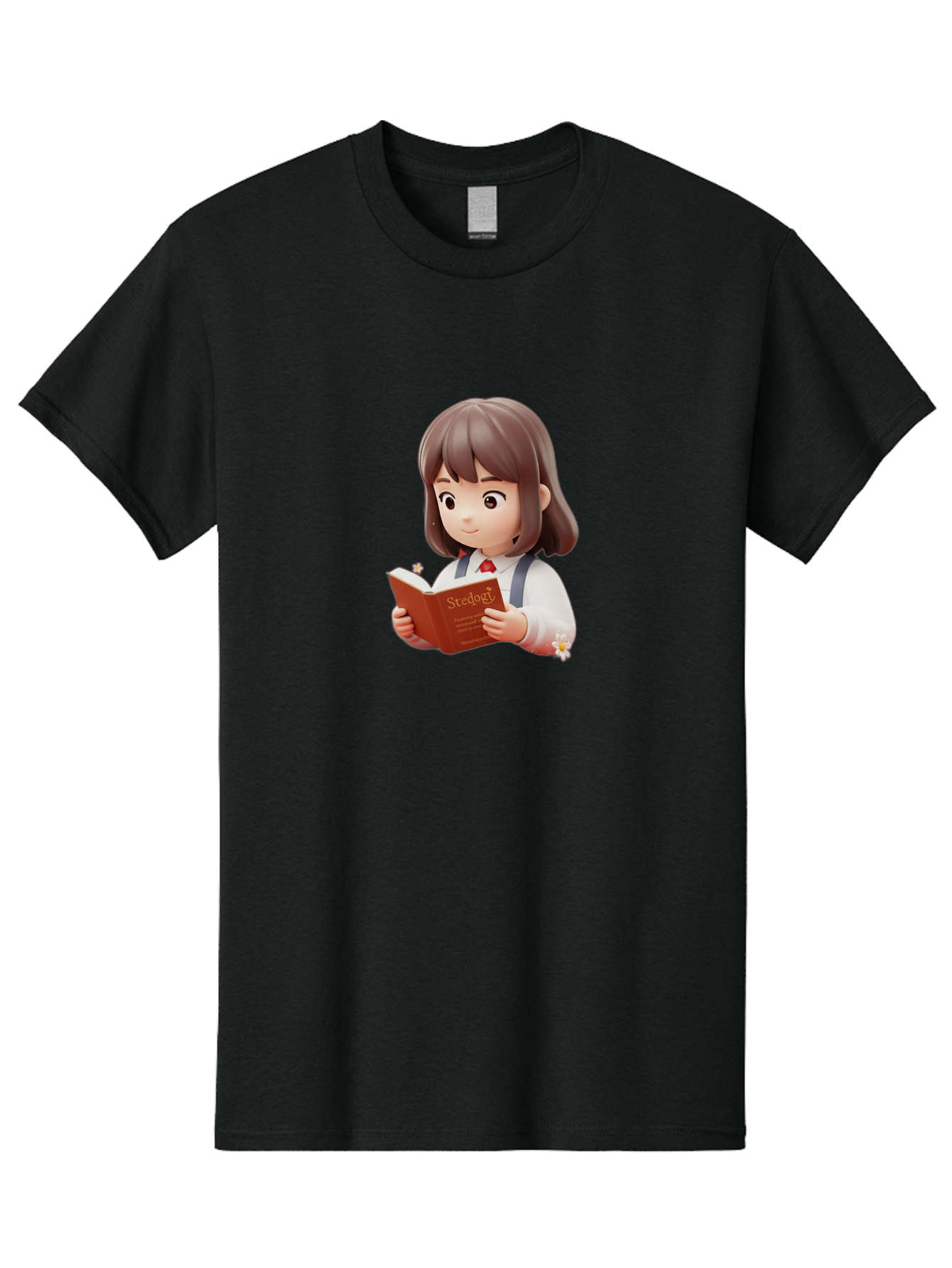 Student-Reading-Study Men'S Graphic Tee, 100% Cotton, Comfortable Casual Summer Wear, Machine Washable, Cartoon Girl Reading, Study Materials, Education Concept, Learning Resources, Student Character, Study Book, Knowledge Acquisition Bac496