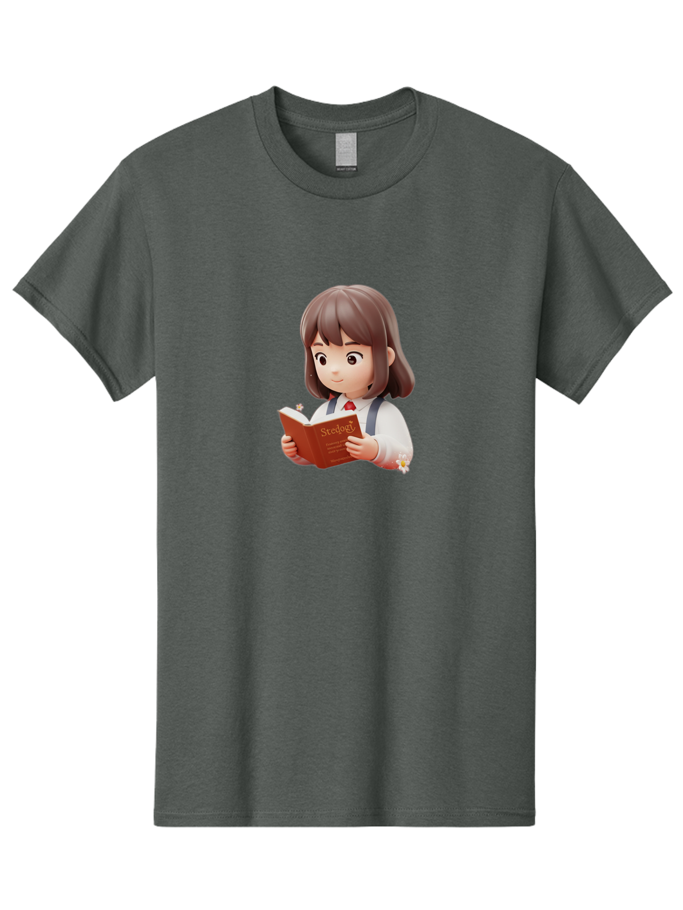 Student-Reading-Study Men'S Graphic Tee, 100% Cotton, Comfortable Casual Summer Wear, Machine Washable, Cartoon Girl Reading, Study Materials, Education Concept, Learning Resources, Student Character, Study Book, Knowledge Acquisition Bac496