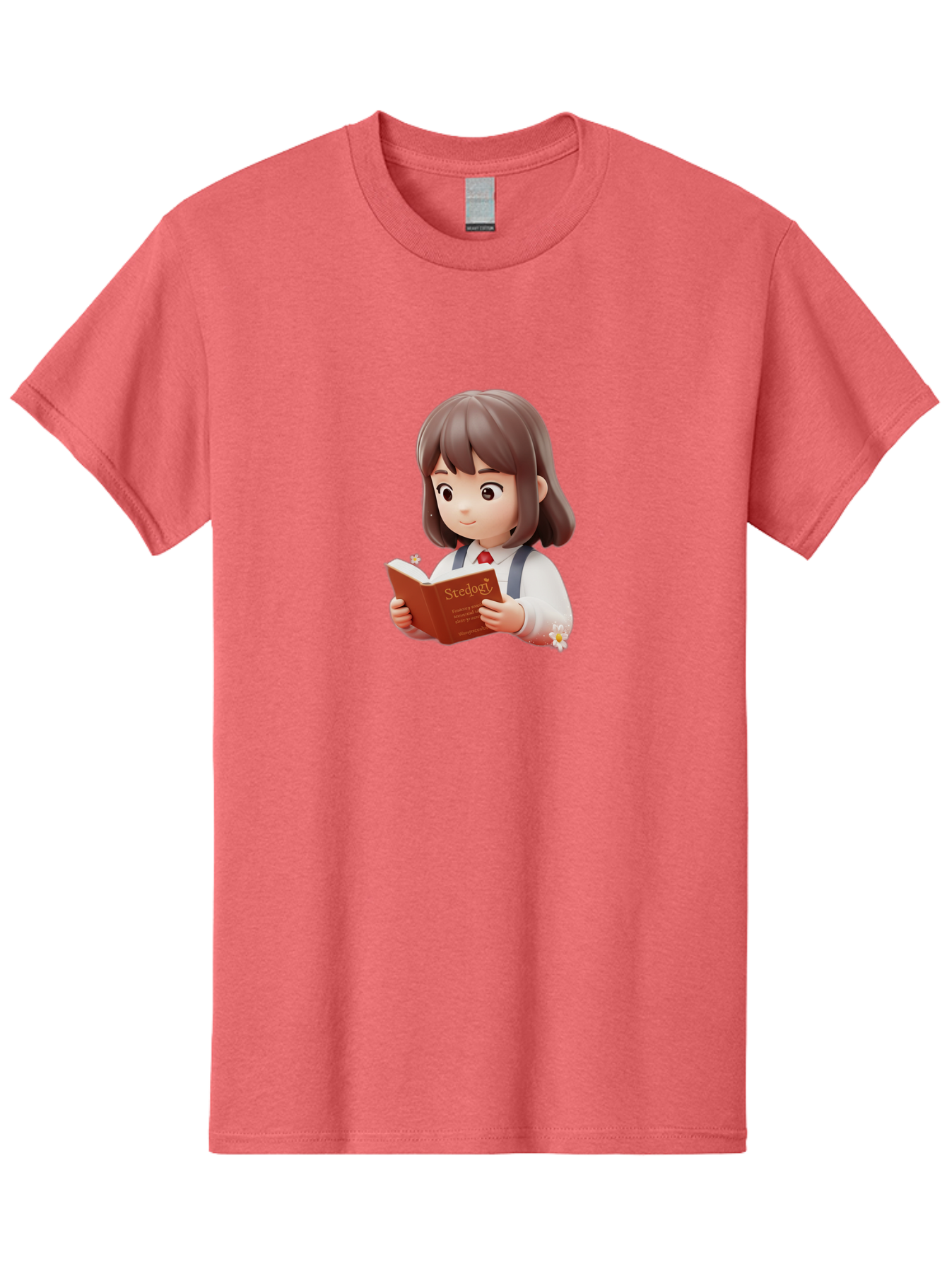 Student-Reading-Study Men'S Graphic Tee, 100% Cotton, Comfortable Casual Summer Wear, Machine Washable, Cartoon Girl Reading, Study Materials, Education Concept, Learning Resources, Student Character, Study Book, Knowledge Acquisition Bac496
