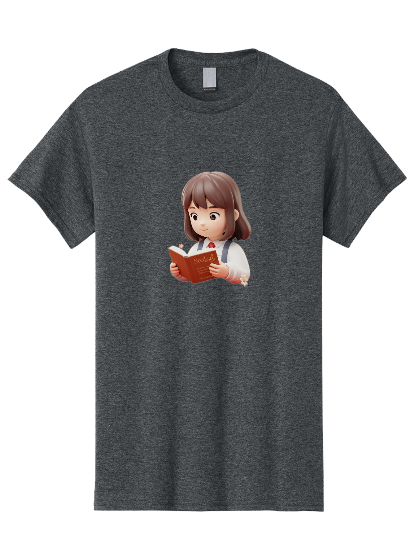 Student-Reading-Study Men'S Graphic Tee, 100% Cotton, Comfortable Casual Summer Wear, Machine Washable, Cartoon Girl Reading, Study Materials, Education Concept, Learning Resources, Student Character, Study Book, Knowledge Acquisition Bac496