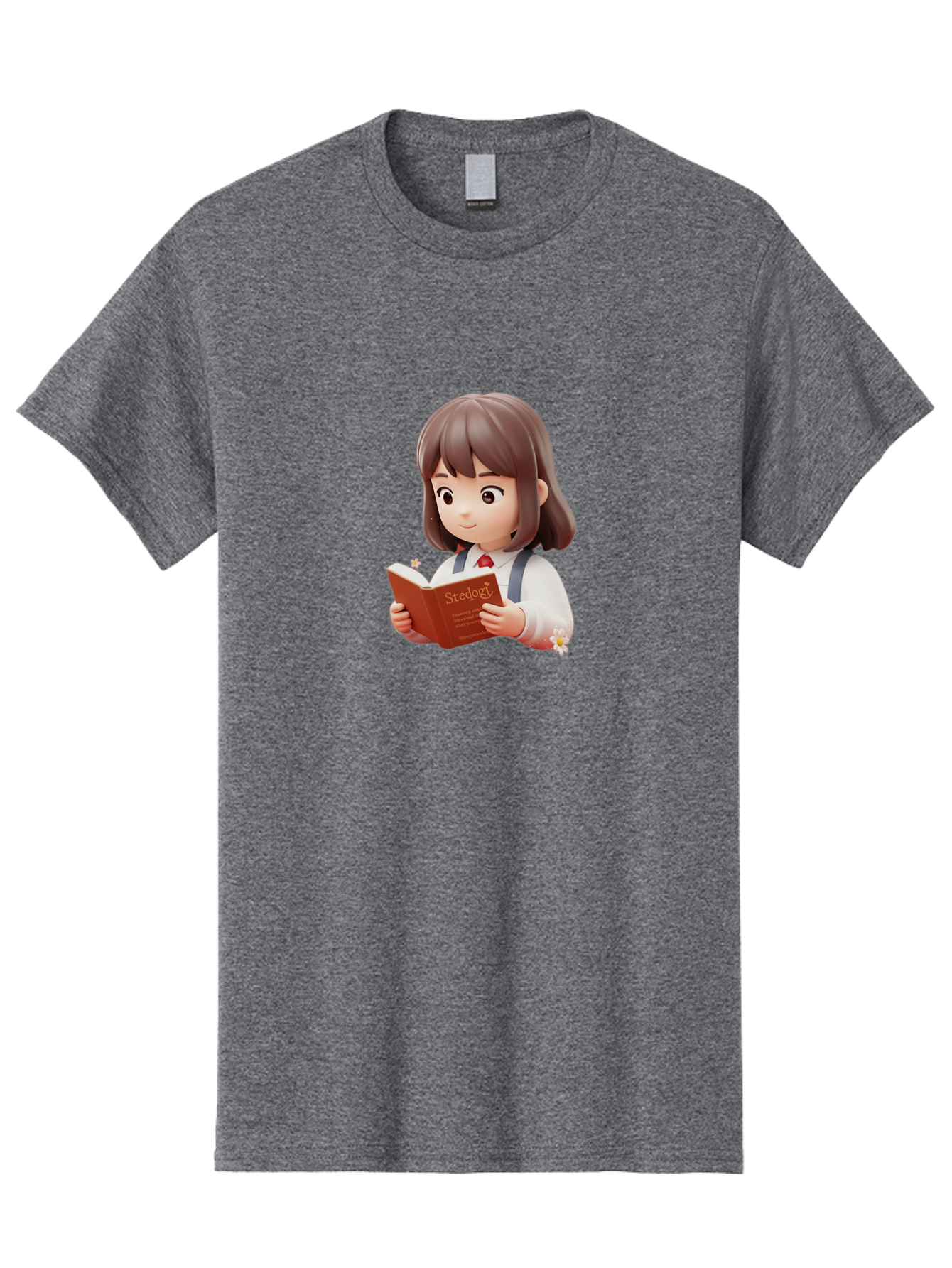 Student-Reading-Study Men'S Graphic Tee, 100% Cotton, Comfortable Casual Summer Wear, Machine Washable, Cartoon Girl Reading, Study Materials, Education Concept, Learning Resources, Student Character, Study Book, Knowledge Acquisition Bac496