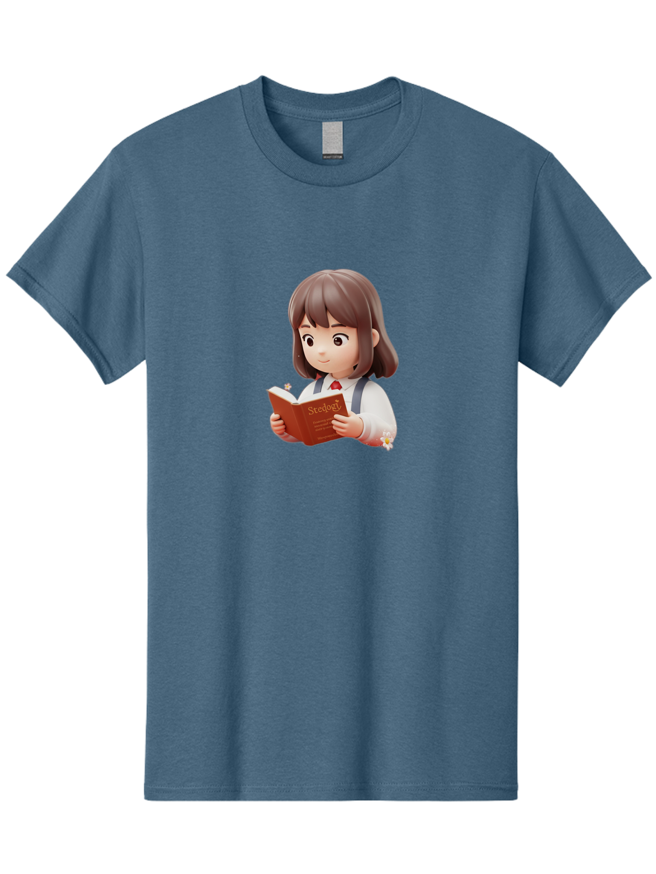 Student-Reading-Study Men'S Graphic Tee, 100% Cotton, Comfortable Casual Summer Wear, Machine Washable, Cartoon Girl Reading, Study Materials, Education Concept, Learning Resources, Student Character, Study Book, Knowledge Acquisition Bac496