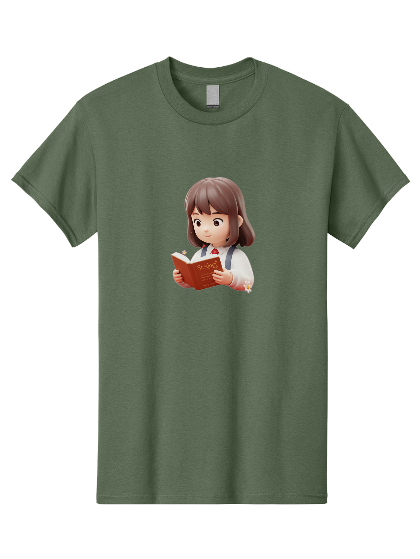 Student-Reading-Study Men'S Graphic Tee, 100% Cotton, Comfortable Casual Summer Wear, Machine Washable, Cartoon Girl Reading, Study Materials, Education Concept, Learning Resources, Student Character, Study Book, Knowledge Acquisition Bac496