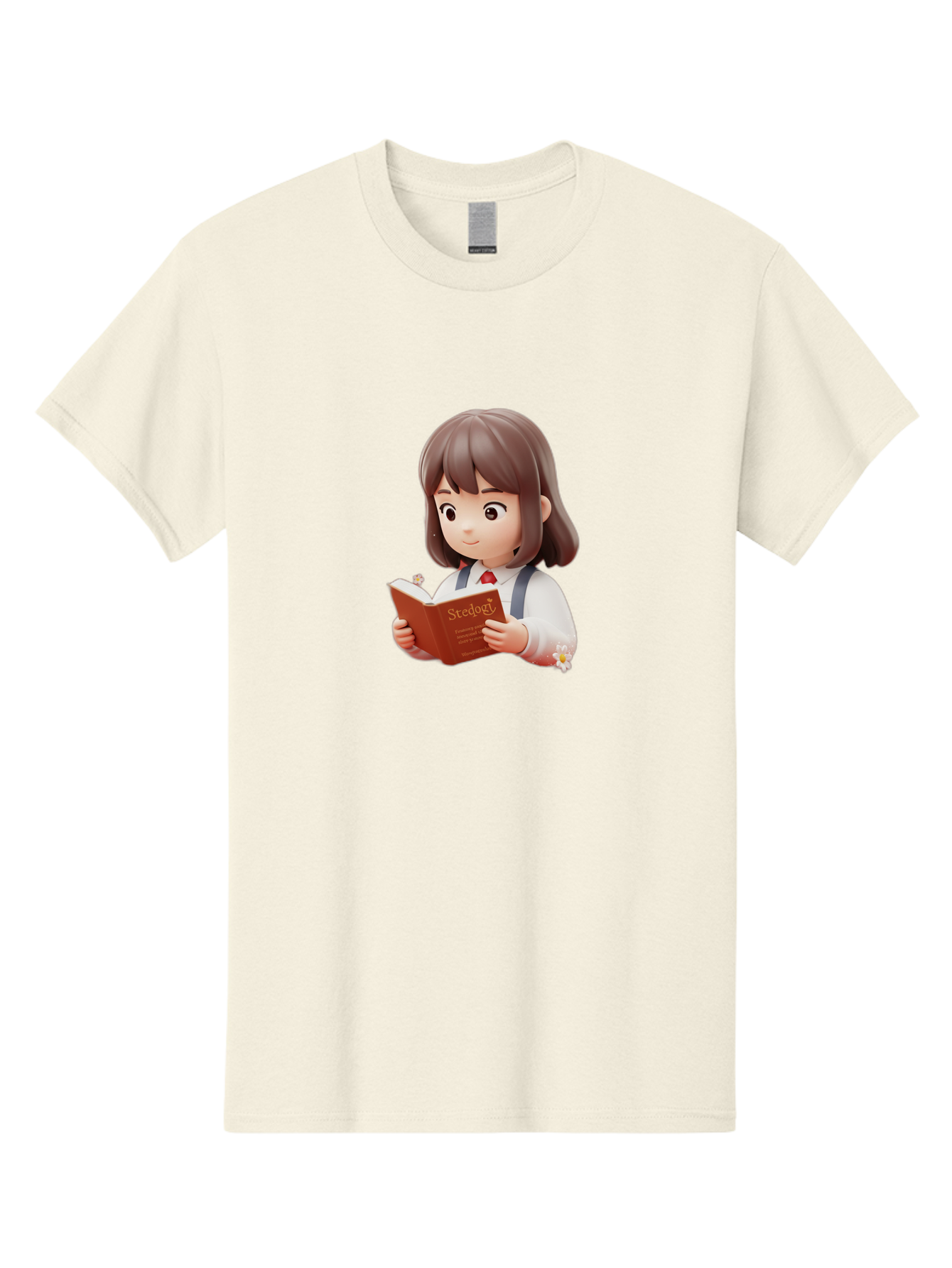 Student-Reading-Study Men'S Graphic Tee, 100% Cotton, Comfortable Casual Summer Wear, Machine Washable, Cartoon Girl Reading, Study Materials, Education Concept, Learning Resources, Student Character, Study Book, Knowledge Acquisition Bac496