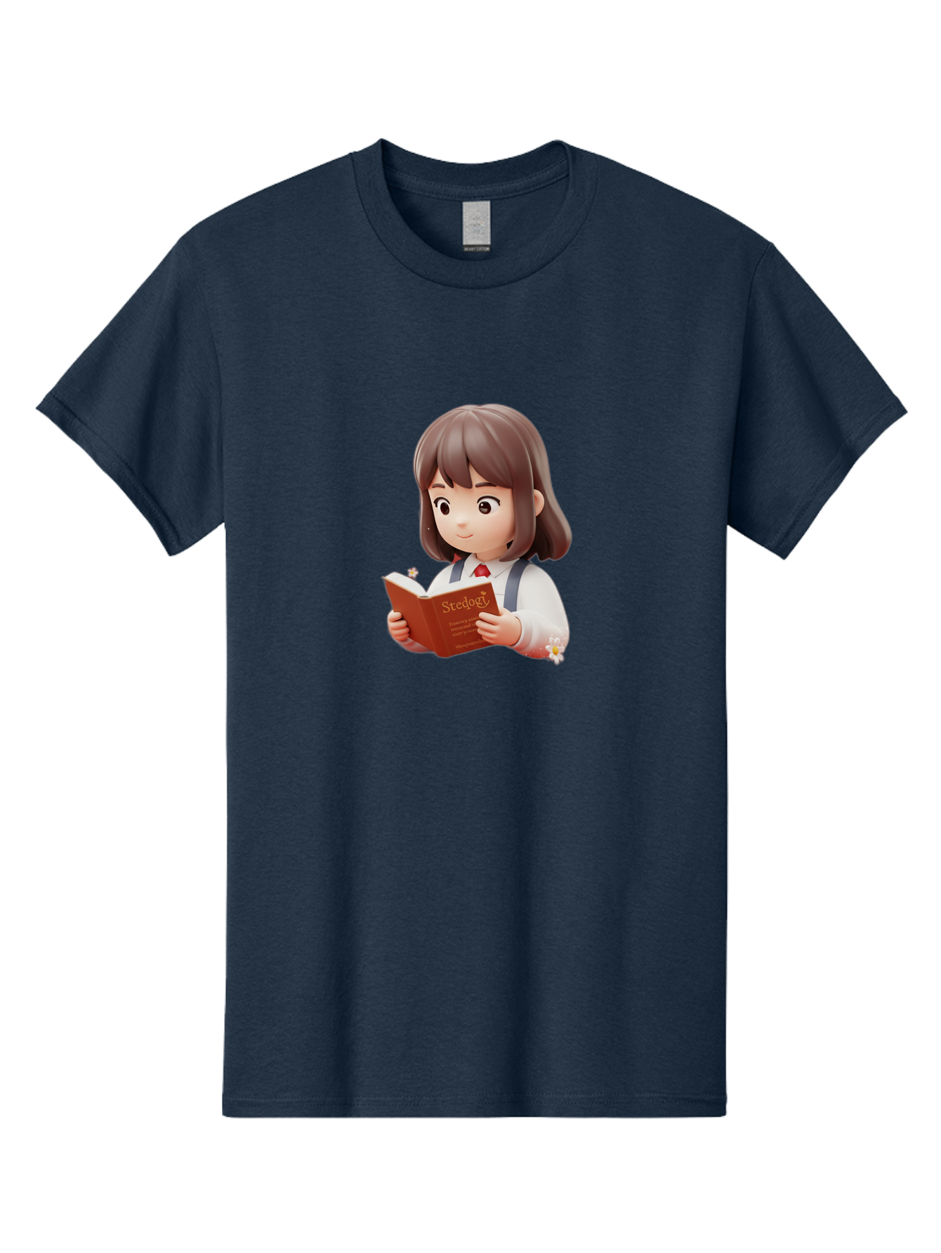 Student-Reading-Study Men'S Graphic Tee, 100% Cotton, Comfortable Casual Summer Wear, Machine Washable, Cartoon Girl Reading, Study Materials, Education Concept, Learning Resources, Student Character, Study Book, Knowledge Acquisition Bac496