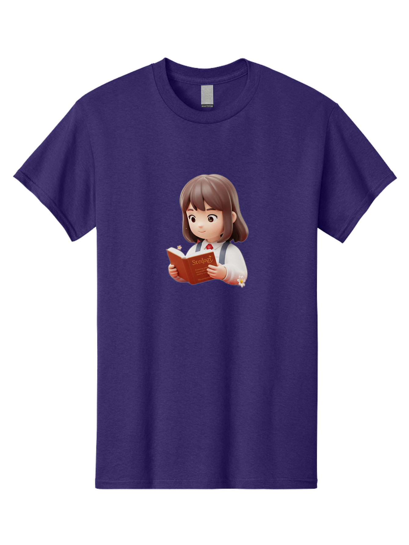Student-Reading-Study Men'S Graphic Tee, 100% Cotton, Comfortable Casual Summer Wear, Machine Washable, Cartoon Girl Reading, Study Materials, Education Concept, Learning Resources, Student Character, Study Book, Knowledge Acquisition Bac496