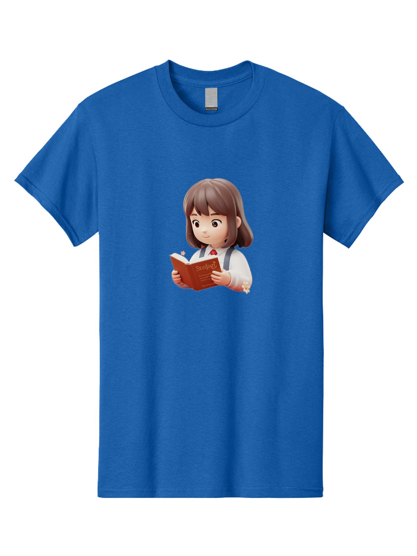 Student-Reading-Study Men'S Graphic Tee, 100% Cotton, Comfortable Casual Summer Wear, Machine Washable, Cartoon Girl Reading, Study Materials, Education Concept, Learning Resources, Student Character, Study Book, Knowledge Acquisition Bac496