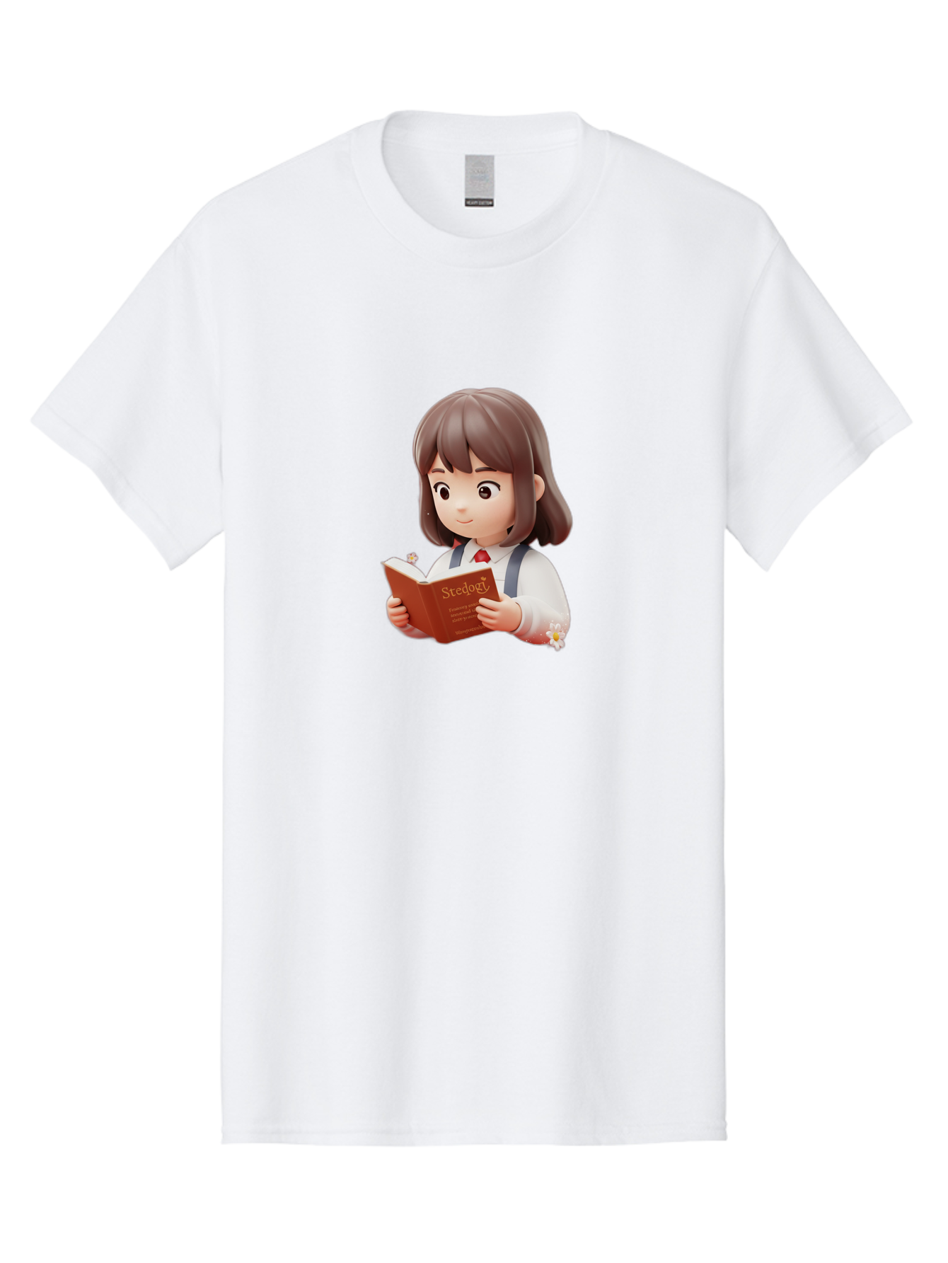 Student-Reading-Study Men'S Graphic Tee, 100% Cotton, Comfortable Casual Summer Wear, Machine Washable, Cartoon Girl Reading, Study Materials, Education Concept, Learning Resources, Student Character, Study Book, Knowledge Acquisition Bac496