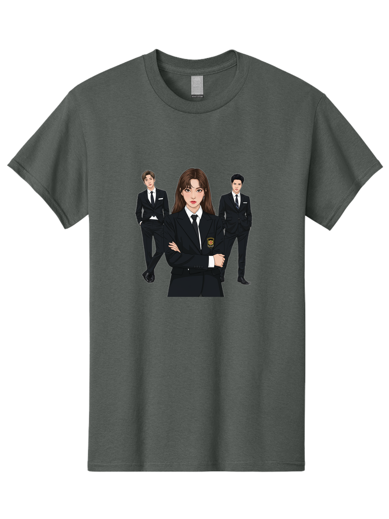 Students-In-Uniform Men'S Graphic Tee, 100% Cotton, Comfortable Casual Summer Wear, Machine Washable, K-Pop Inspired Fashion, Korean Drama Characters, High School Uniforms, Confident Female Lead, Male Supporting Characters, Stylish Outfits, Bac497