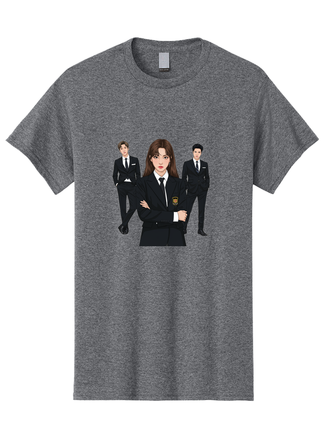 Students-In-Uniform Men'S Graphic Tee, 100% Cotton, Comfortable Casual Summer Wear, Machine Washable, K-Pop Inspired Fashion, Korean Drama Characters, High School Uniforms, Confident Female Lead, Male Supporting Characters, Stylish Outfits, Bac497