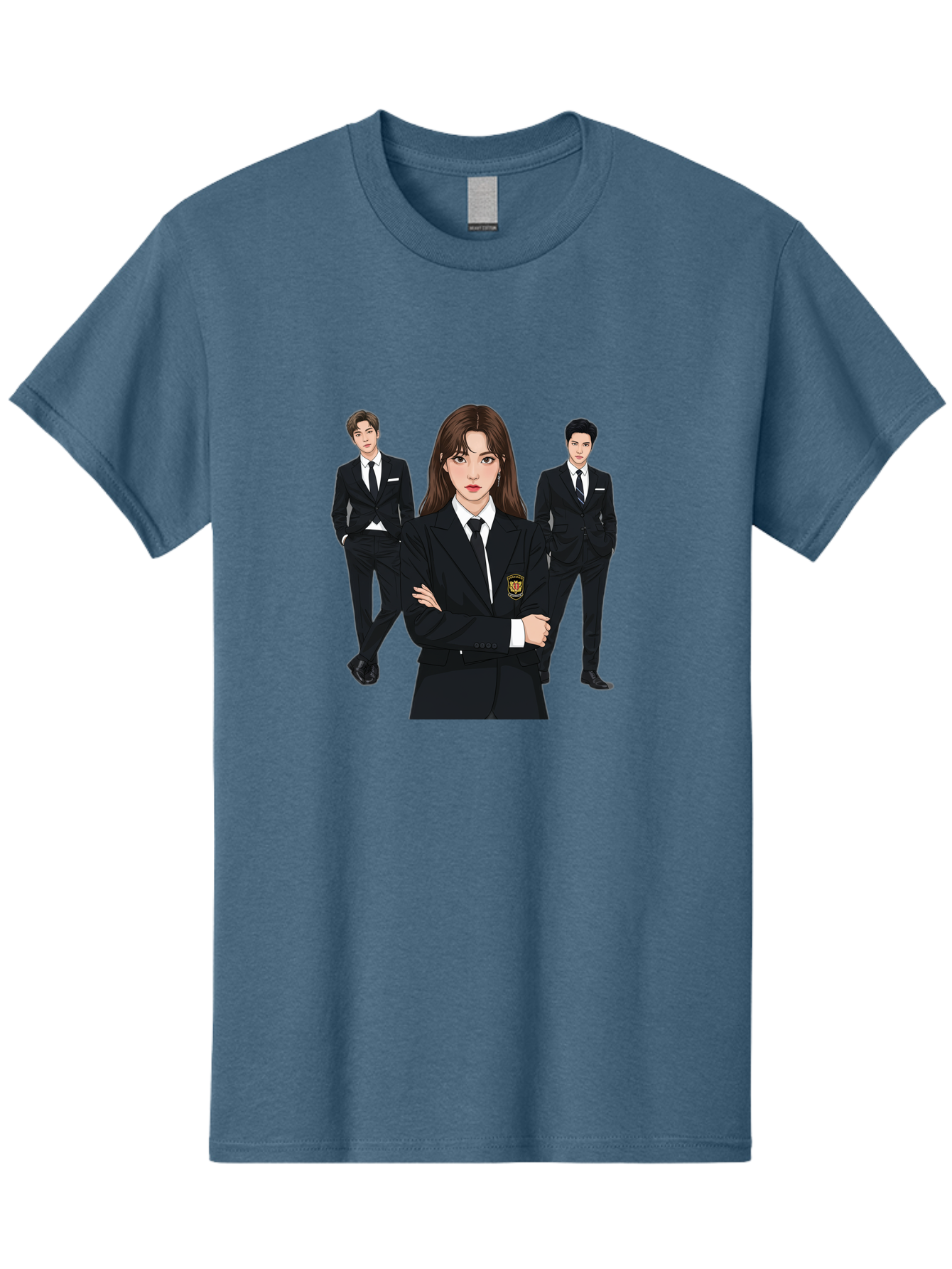 Students-In-Uniform Men'S Graphic Tee, 100% Cotton, Comfortable Casual Summer Wear, Machine Washable, K-Pop Inspired Fashion, Korean Drama Characters, High School Uniforms, Confident Female Lead, Male Supporting Characters, Stylish Outfits, Bac497