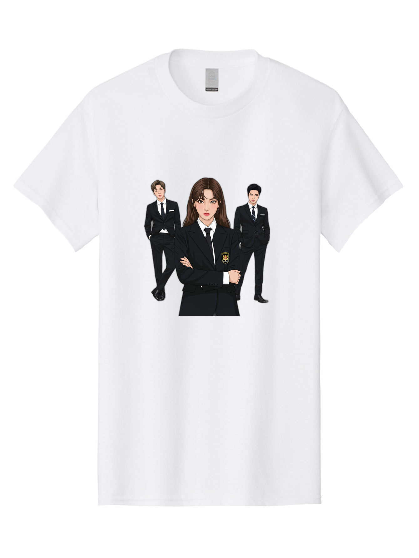 Students-In-Uniform Men'S Graphic Tee, 100% Cotton, Comfortable Casual Summer Wear, Machine Washable, K-Pop Inspired Fashion, Korean Drama Characters, High School Uniforms, Confident Female Lead, Male Supporting Characters, Stylish Outfits, Bac497
