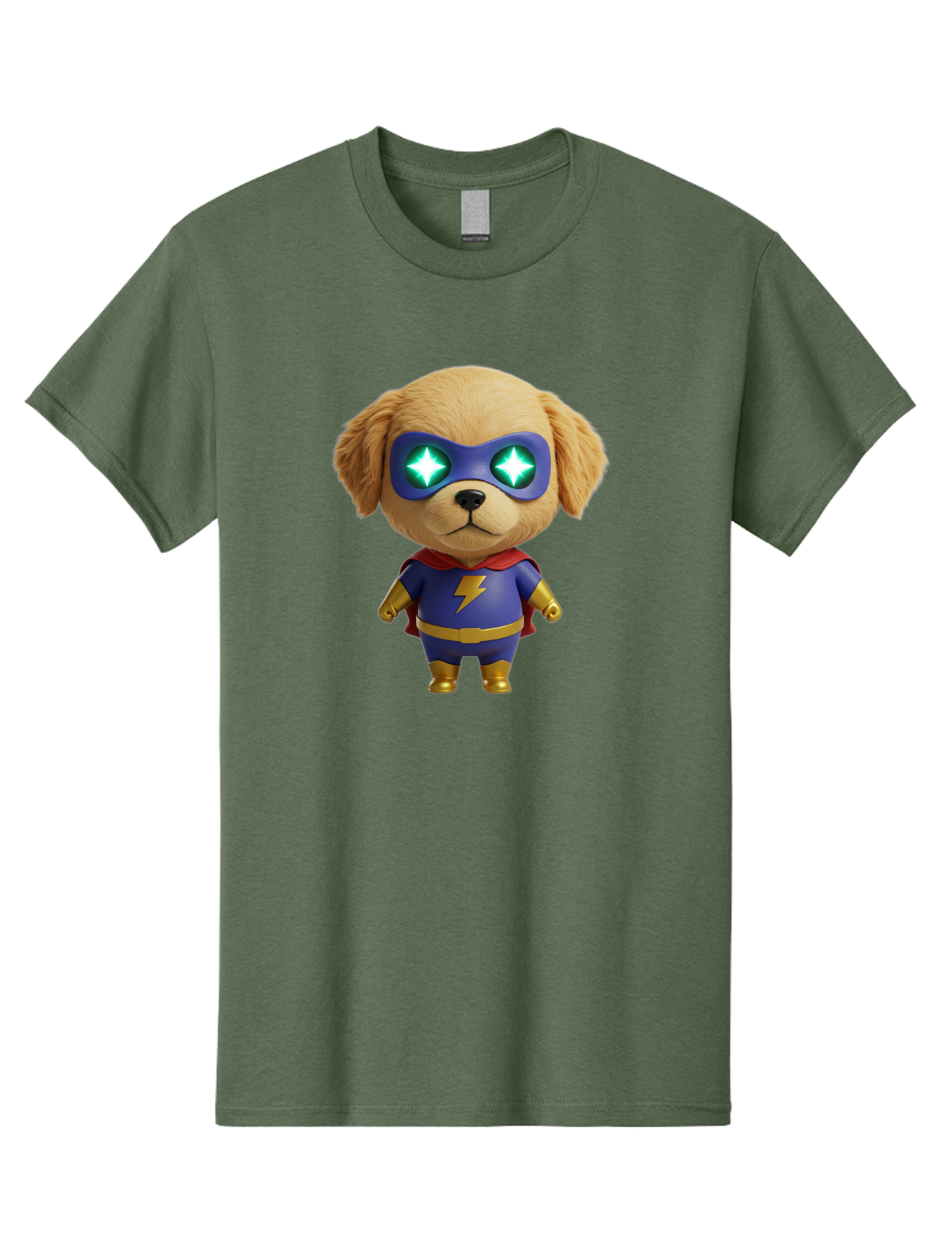 Super-Puppy Men'S Graphic Tee, 100% Cotton, Comfortable Casual Summer Wear, Machine Washable, Superhero Dog, Cartoon Character, Puppy Wearing Mask, Superhero Costume, Puppy With Cape, Dog With Lightning Bolt, Cute Puppy, Digital Illustration, Bac502