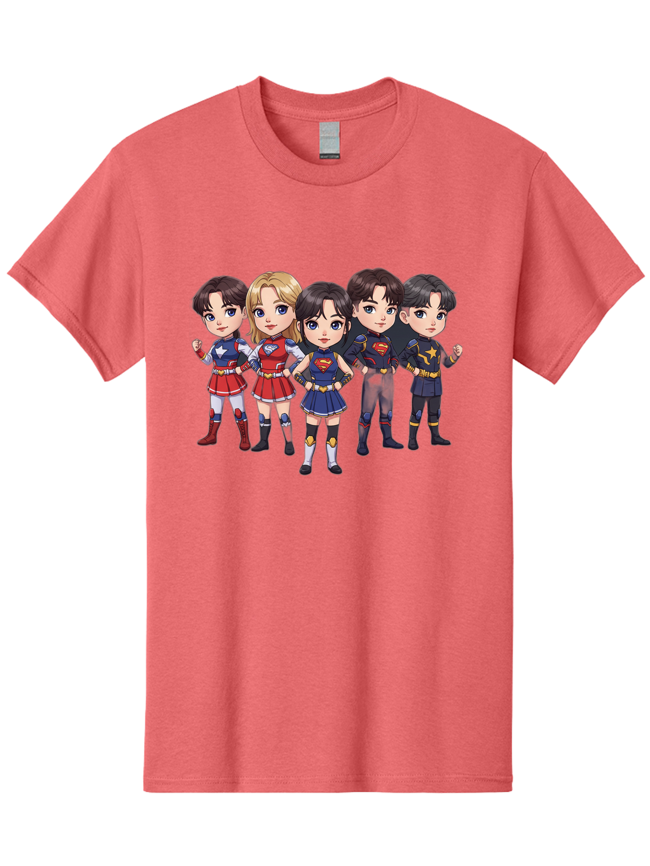 Superheroes Men'S Graphic Tee, 100% Cotton, Comfortable Casual Summer Wear, Machine Washable, Cartoon Superheroes, Superhero Team, Dc Characters, Wonder Woman, Supergirl, Superman, Costume Design, Superhero Costumes, Comic Book Style, Bac504