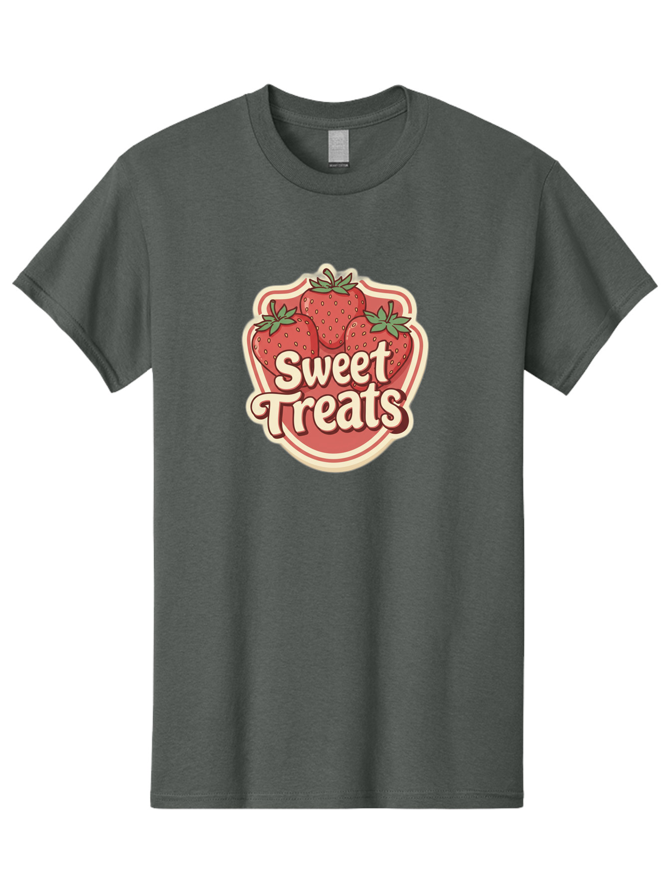 Sweet-Treats Men'S Graphic Tee, 100% Cotton, Comfortable Casual Summer Wear, Machine Washable, Strawberry Dessert, Sweet Treats, Fruit Illustration, Cartoon Style, Dessert Logo, Strawberries, Yummy Treats, Tasty Desserts, Fruit Logo Bac507