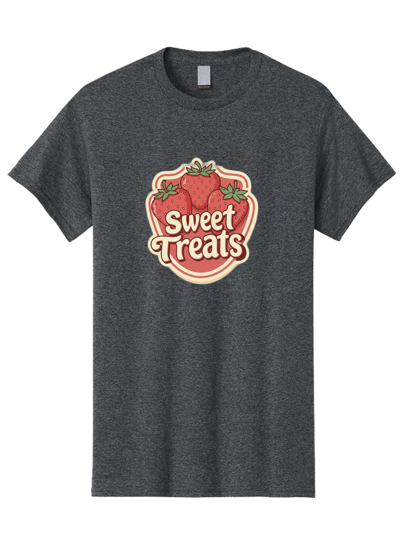 Sweet-Treats Men'S Graphic Tee, 100% Cotton, Comfortable Casual Summer Wear, Machine Washable, Strawberry Dessert, Sweet Treats, Fruit Illustration, Cartoon Style, Dessert Logo, Strawberries, Yummy Treats, Tasty Desserts, Fruit Logo Bac507