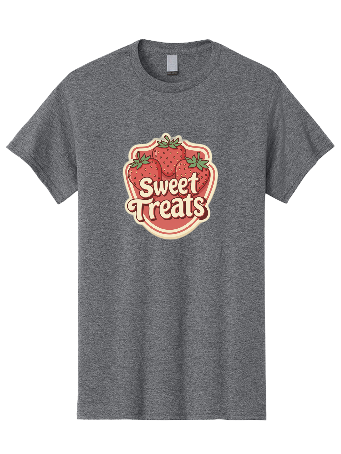 Sweet-Treats Men'S Graphic Tee, 100% Cotton, Comfortable Casual Summer Wear, Machine Washable, Strawberry Dessert, Sweet Treats, Fruit Illustration, Cartoon Style, Dessert Logo, Strawberries, Yummy Treats, Tasty Desserts, Fruit Logo Bac507