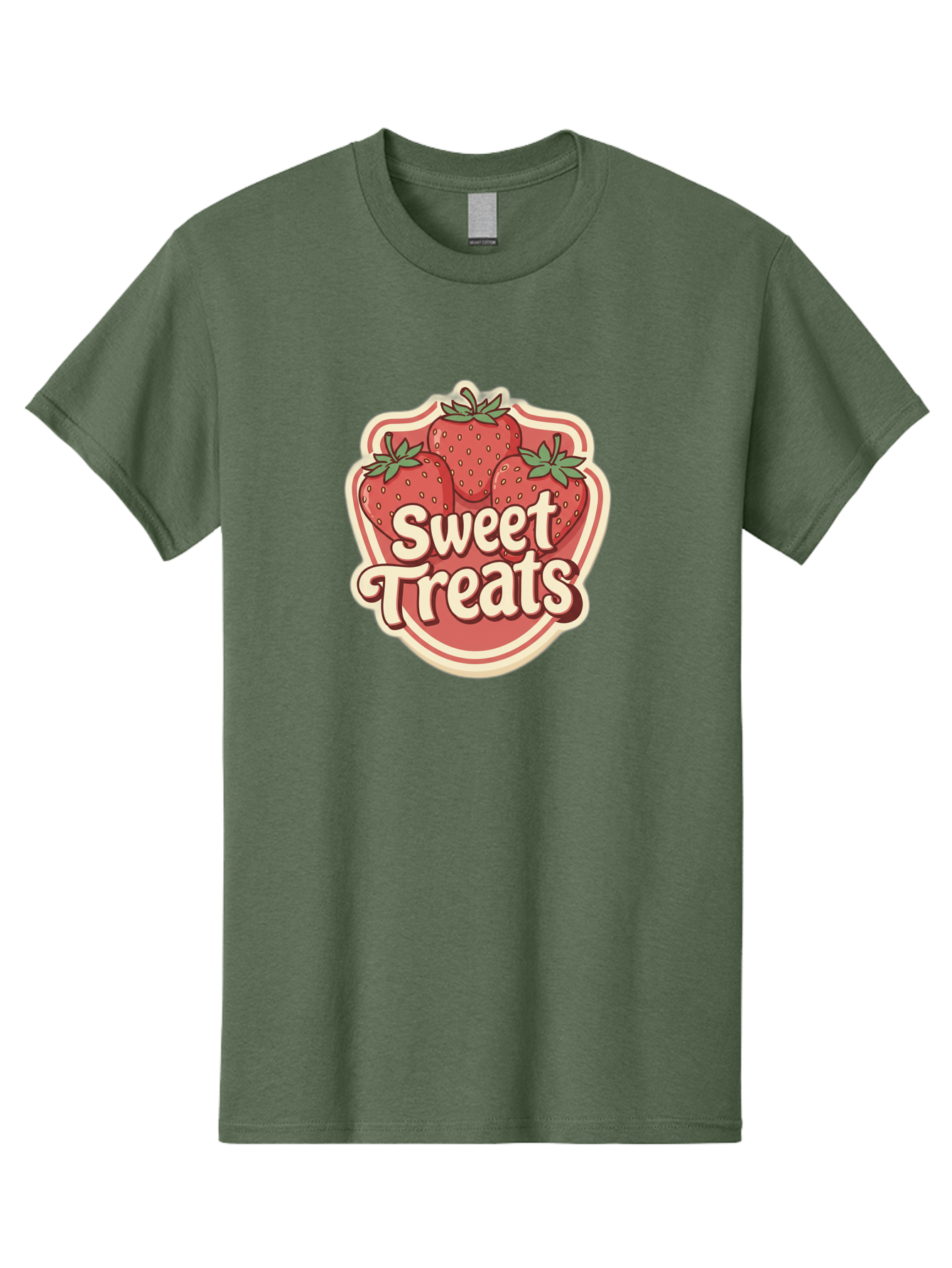 Sweet-Treats Men'S Graphic Tee, 100% Cotton, Comfortable Casual Summer Wear, Machine Washable, Strawberry Dessert, Sweet Treats, Fruit Illustration, Cartoon Style, Dessert Logo, Strawberries, Yummy Treats, Tasty Desserts, Fruit Logo Bac507