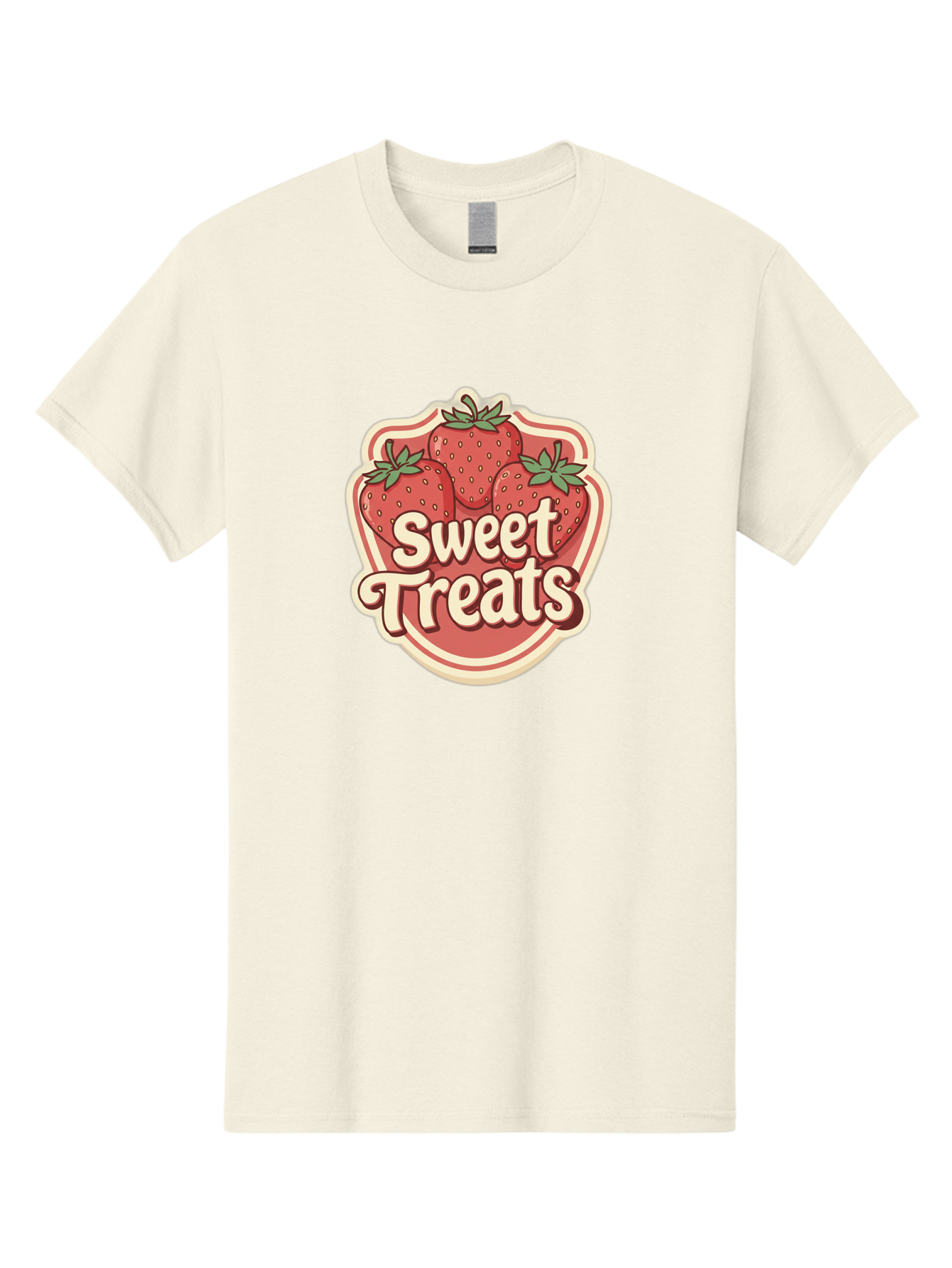 Sweet-Treats Men'S Graphic Tee, 100% Cotton, Comfortable Casual Summer Wear, Machine Washable, Strawberry Dessert, Sweet Treats, Fruit Illustration, Cartoon Style, Dessert Logo, Strawberries, Yummy Treats, Tasty Desserts, Fruit Logo Bac507