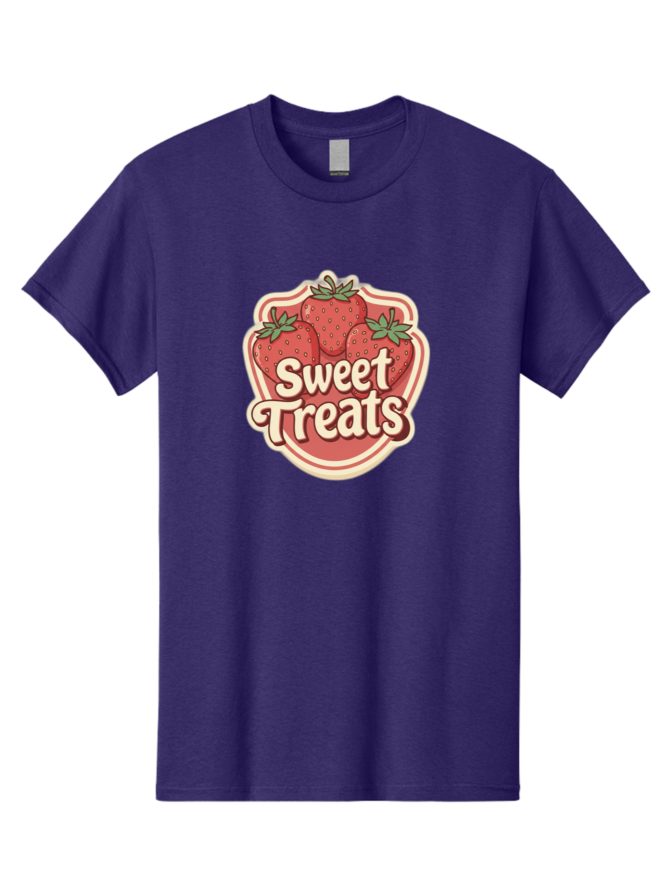 Sweet-Treats Men'S Graphic Tee, 100% Cotton, Comfortable Casual Summer Wear, Machine Washable, Strawberry Dessert, Sweet Treats, Fruit Illustration, Cartoon Style, Dessert Logo, Strawberries, Yummy Treats, Tasty Desserts, Fruit Logo Bac507