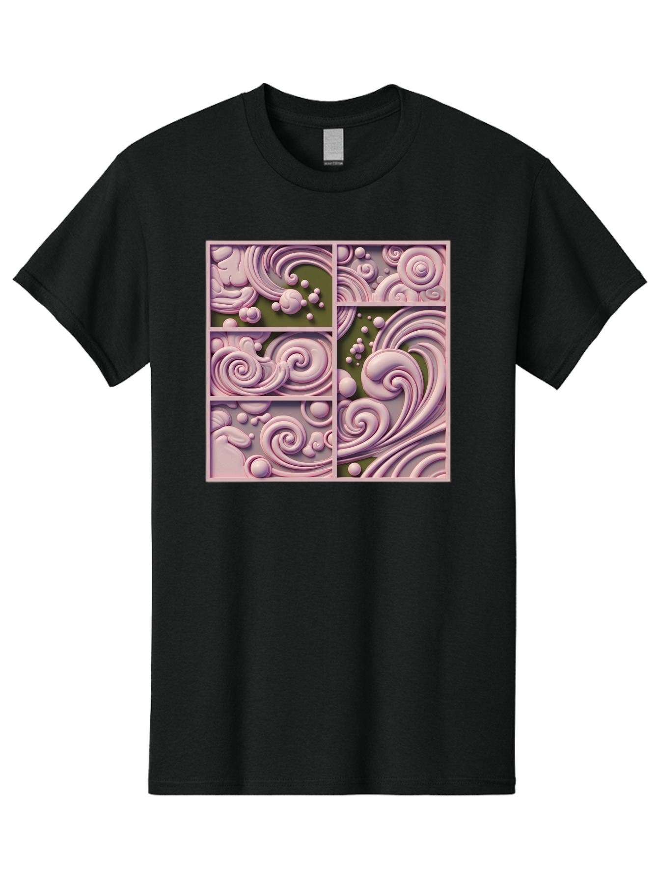Swirling-Patterns Men'S Graphic Tee, 100% Cotton, Comfortable Casual Summer Wear, Machine Washable, Pink Swirls, Fluid Design, Abstract Pattern, Ornate Details, Whimsical Shapes, 3D Effect, Artistic Expression, Creative Wallpaper, Bac508