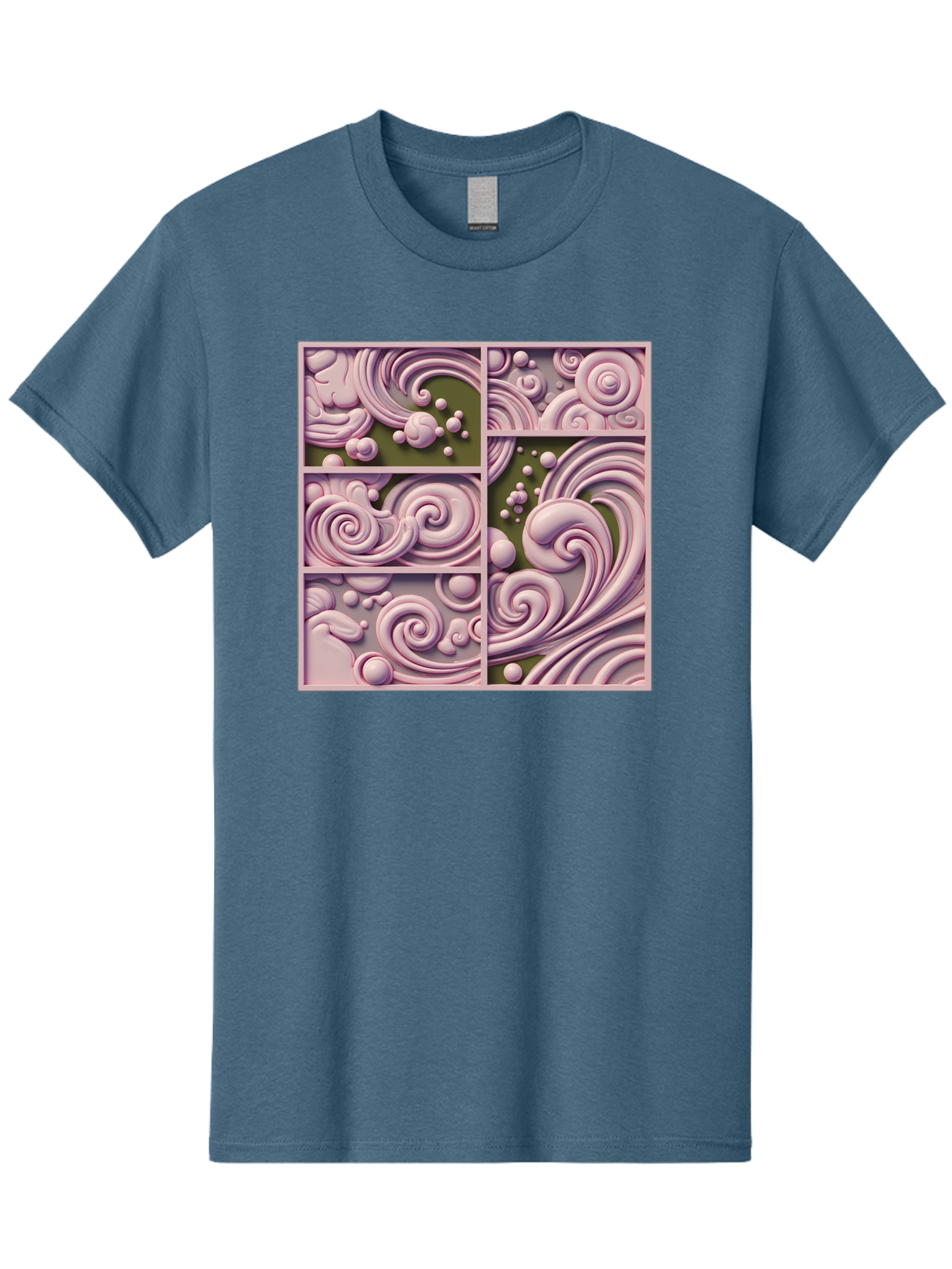 Swirling-Patterns Men'S Graphic Tee, 100% Cotton, Comfortable Casual Summer Wear, Machine Washable, Pink Swirls, Fluid Design, Abstract Pattern, Ornate Details, Whimsical Shapes, 3D Effect, Artistic Expression, Creative Wallpaper, Bac508
