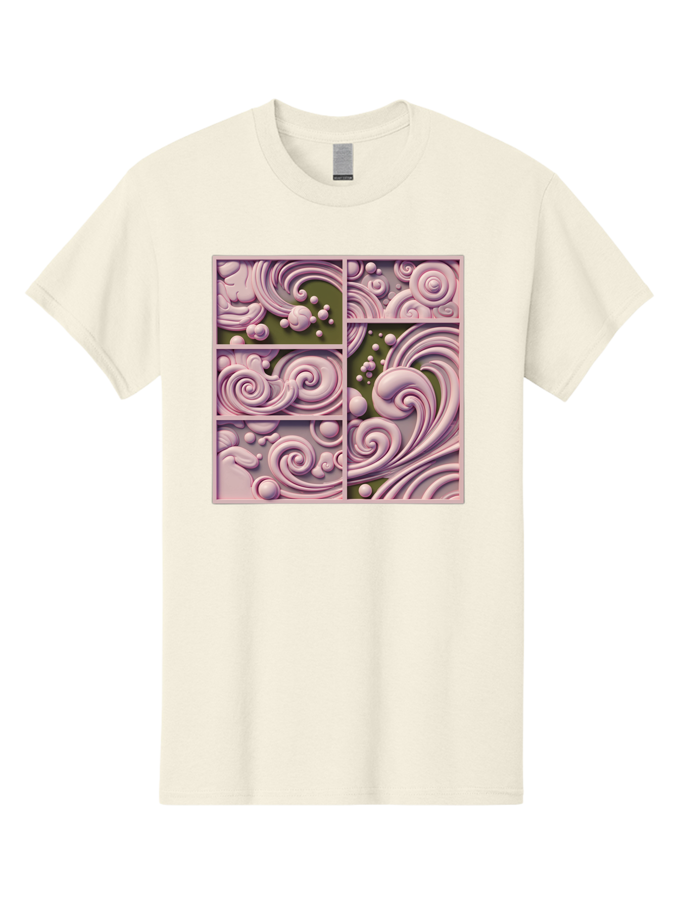 Swirling-Patterns Men'S Graphic Tee, 100% Cotton, Comfortable Casual Summer Wear, Machine Washable, Pink Swirls, Fluid Design, Abstract Pattern, Ornate Details, Whimsical Shapes, 3D Effect, Artistic Expression, Creative Wallpaper, Bac508