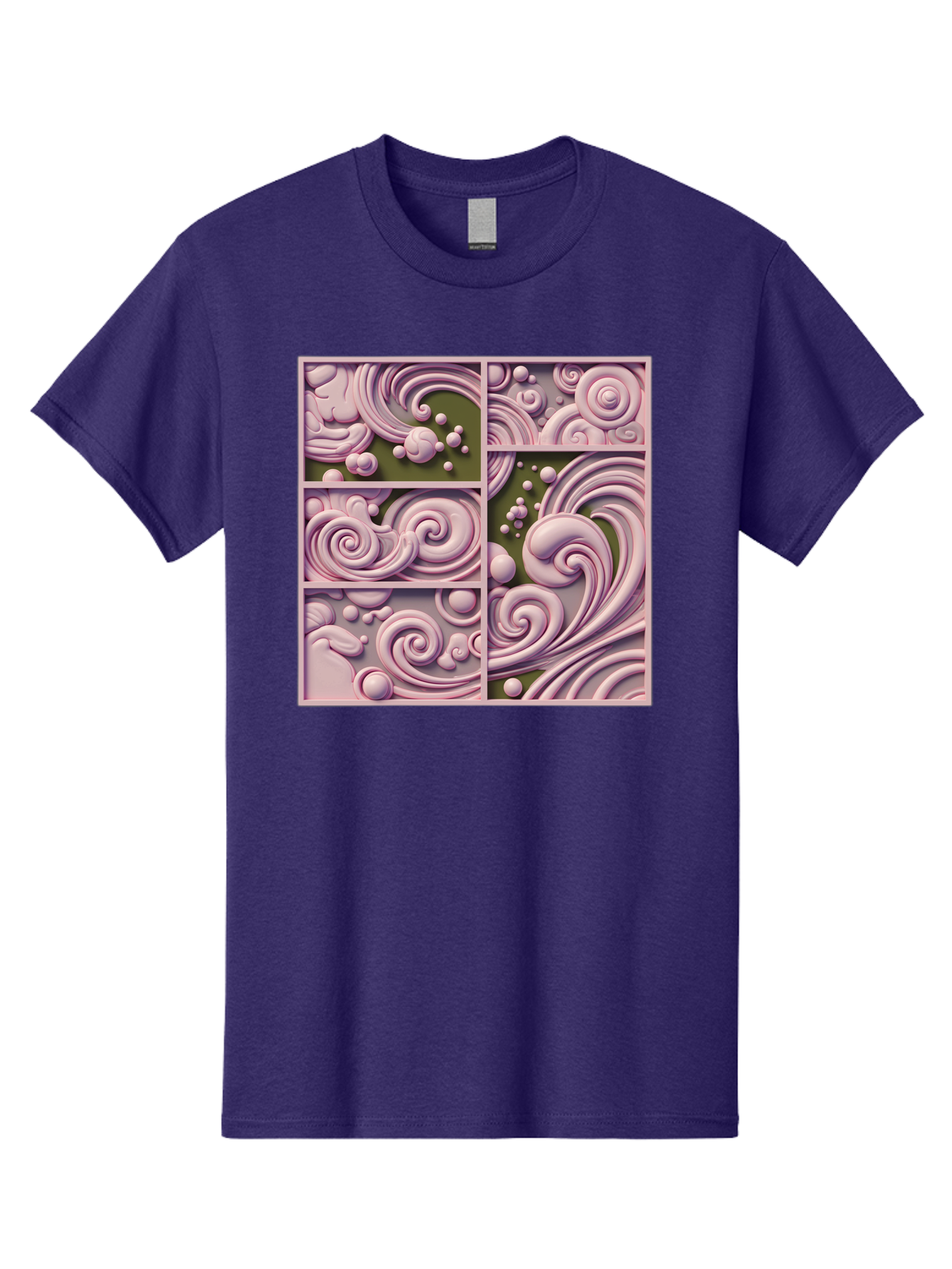 Swirling-Patterns Men'S Graphic Tee, 100% Cotton, Comfortable Casual Summer Wear, Machine Washable, Pink Swirls, Fluid Design, Abstract Pattern, Ornate Details, Whimsical Shapes, 3D Effect, Artistic Expression, Creative Wallpaper, Bac508