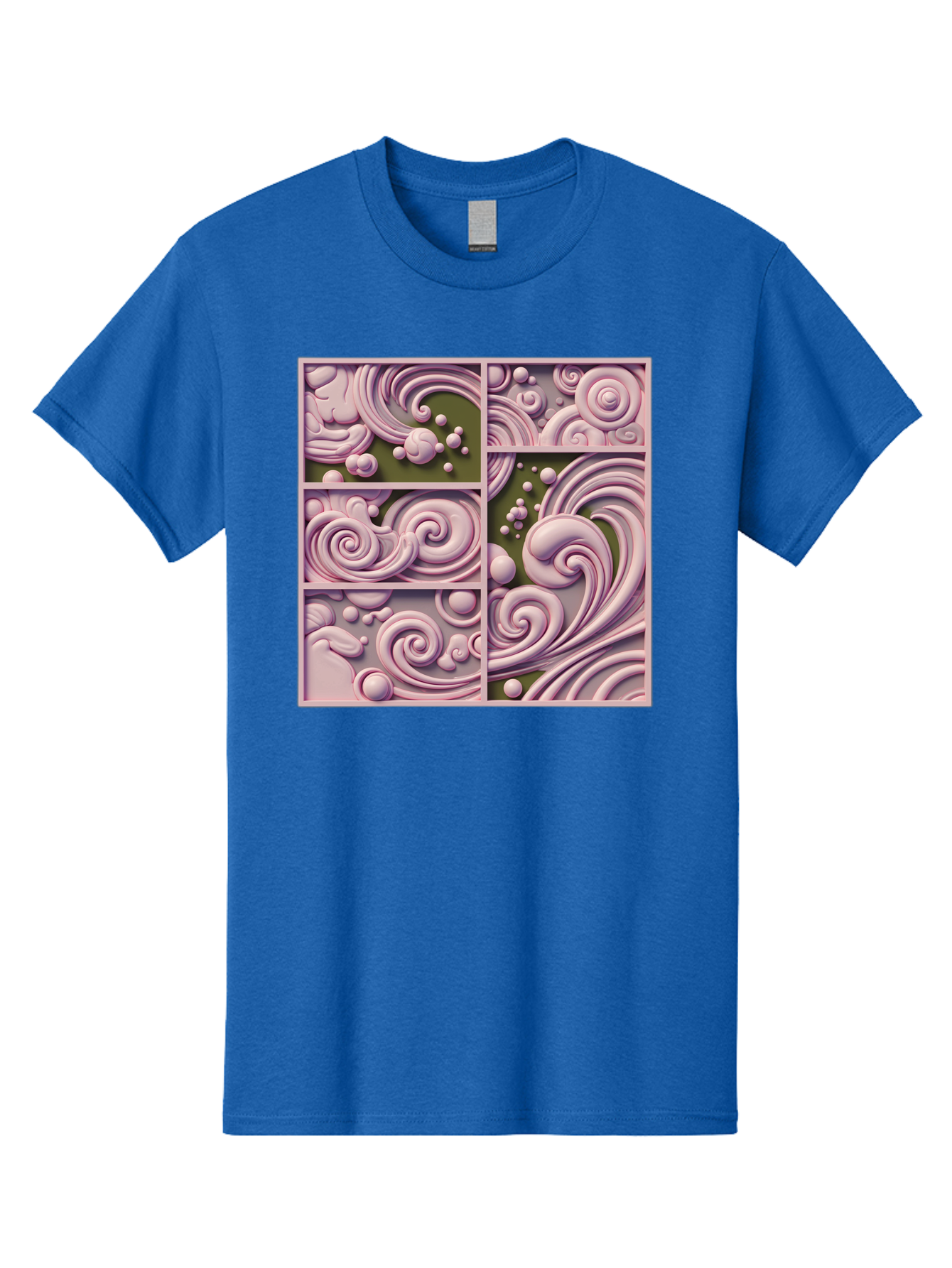 Swirling-Patterns Men'S Graphic Tee, 100% Cotton, Comfortable Casual Summer Wear, Machine Washable, Pink Swirls, Fluid Design, Abstract Pattern, Ornate Details, Whimsical Shapes, 3D Effect, Artistic Expression, Creative Wallpaper, Bac508