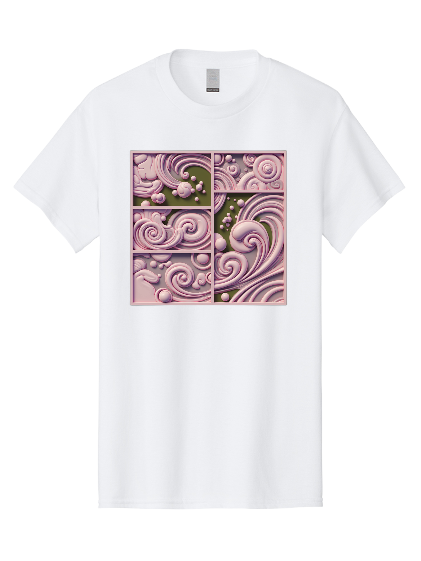 Swirling-Patterns Men'S Graphic Tee, 100% Cotton, Comfortable Casual Summer Wear, Machine Washable, Pink Swirls, Fluid Design, Abstract Pattern, Ornate Details, Whimsical Shapes, 3D Effect, Artistic Expression, Creative Wallpaper, Bac508