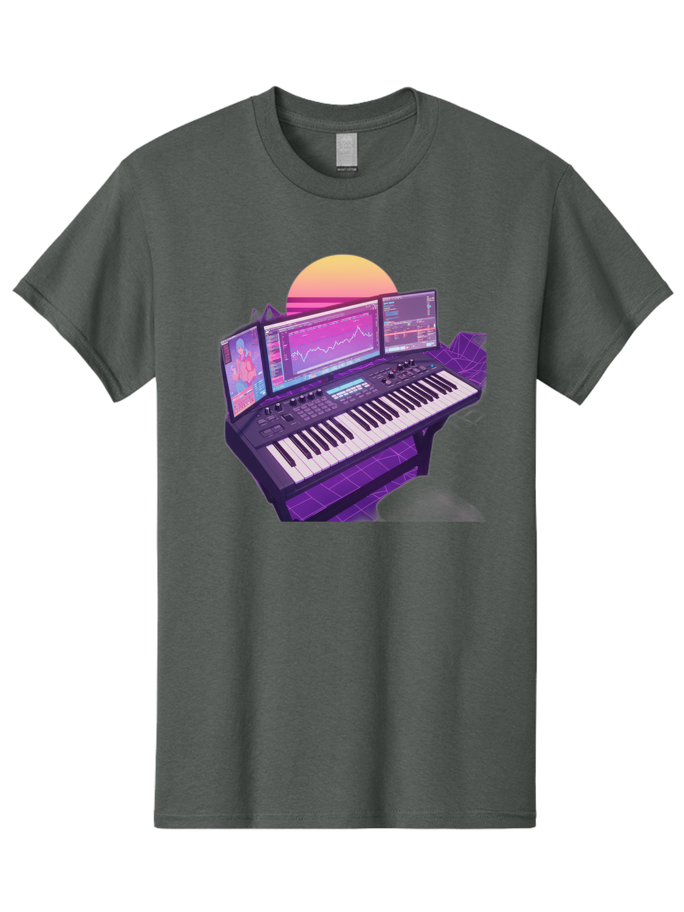 Synthesizer Men'S Graphic Tee, 100% Cotton, Comfortable Casual Summer Wear, Machine Washable, Synthesizer Keyboard, Music Production, Digital Audio Workstation, Sound Design, Electronic Music, Midi Controller, Waveform, Music Technology, Bac509