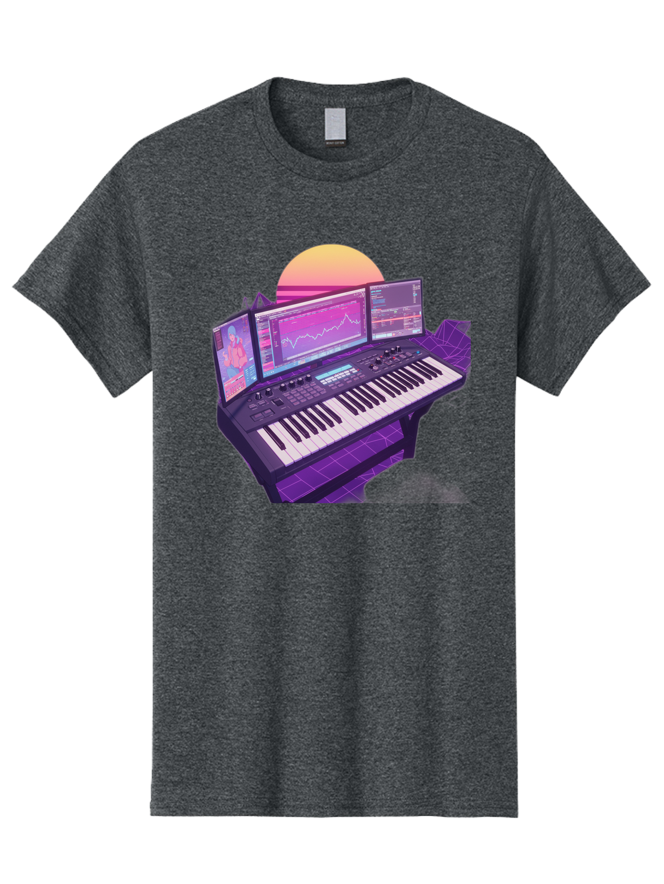 Synthesizer Men'S Graphic Tee, 100% Cotton, Comfortable Casual Summer Wear, Machine Washable, Synthesizer Keyboard, Music Production, Digital Audio Workstation, Sound Design, Electronic Music, Midi Controller, Waveform, Music Technology, Bac509