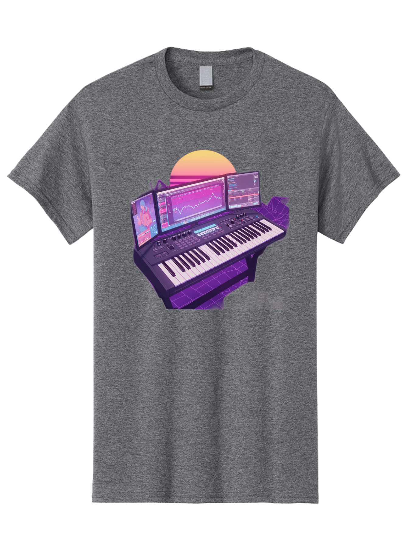 Synthesizer Men'S Graphic Tee, 100% Cotton, Comfortable Casual Summer Wear, Machine Washable, Synthesizer Keyboard, Music Production, Digital Audio Workstation, Sound Design, Electronic Music, Midi Controller, Waveform, Music Technology, Bac509