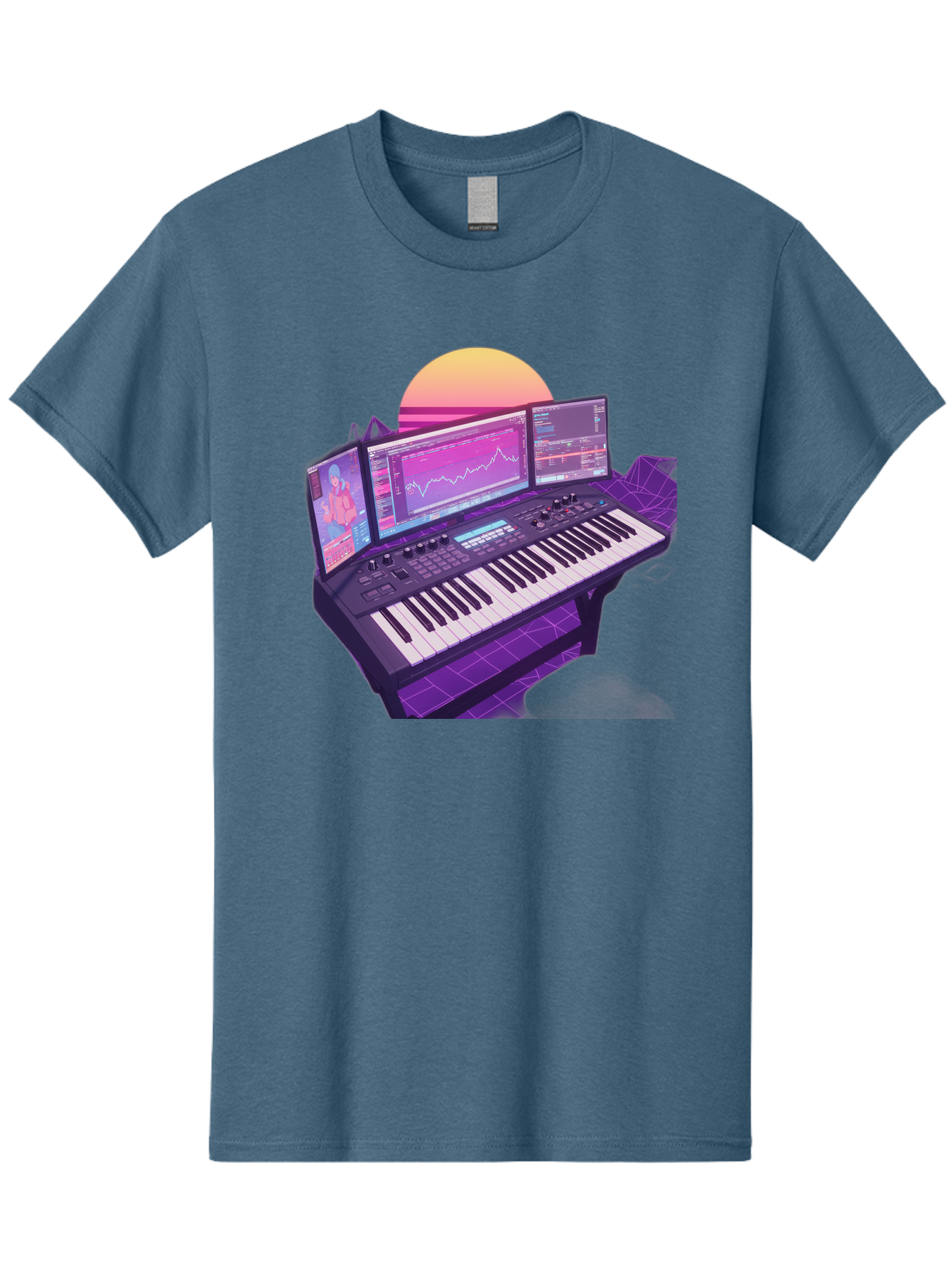 Synthesizer Men'S Graphic Tee, 100% Cotton, Comfortable Casual Summer Wear, Machine Washable, Synthesizer Keyboard, Music Production, Digital Audio Workstation, Sound Design, Electronic Music, Midi Controller, Waveform, Music Technology, Bac509