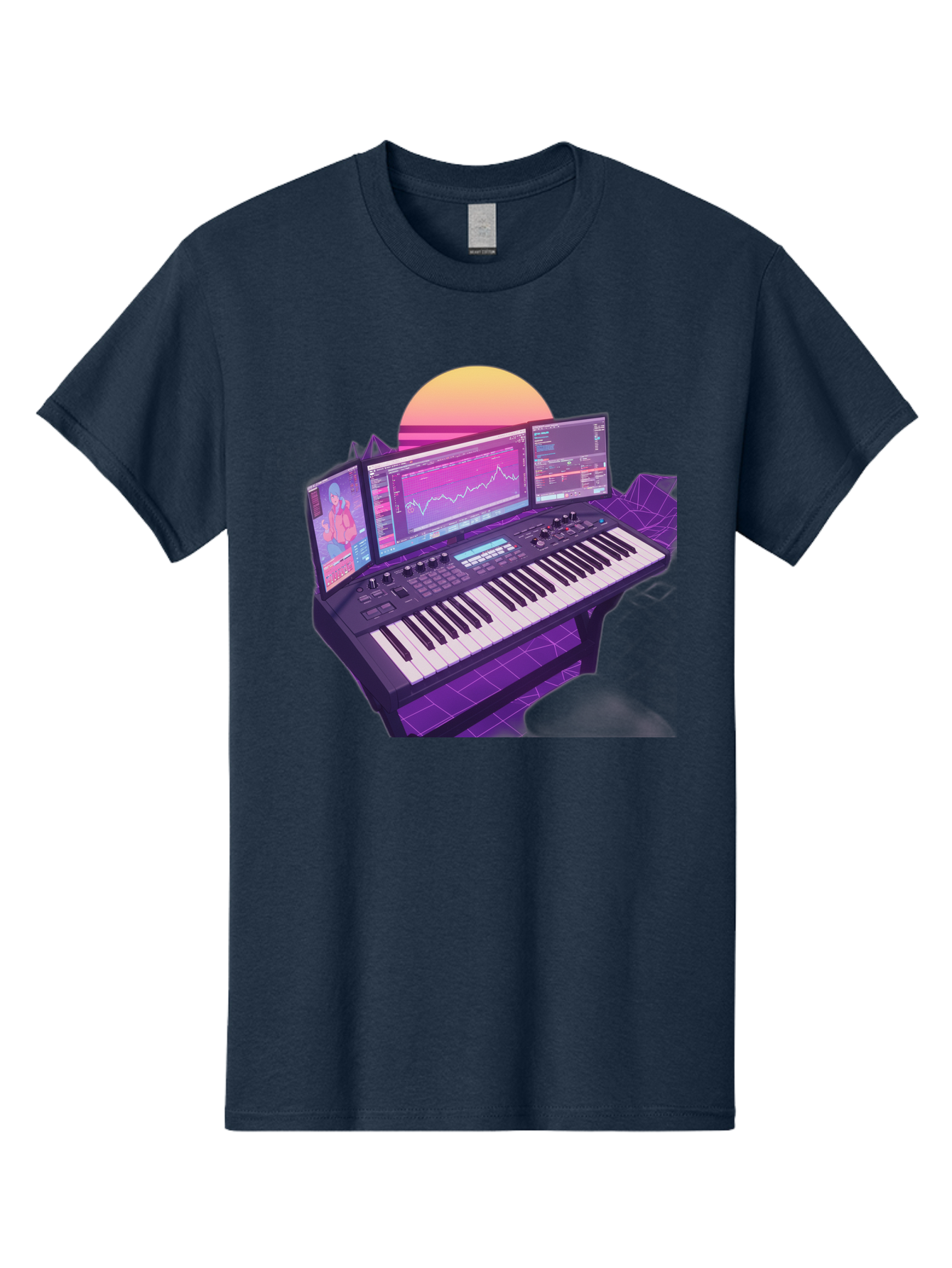 Synthesizer Men'S Graphic Tee, 100% Cotton, Comfortable Casual Summer Wear, Machine Washable, Synthesizer Keyboard, Music Production, Digital Audio Workstation, Sound Design, Electronic Music, Midi Controller, Waveform, Music Technology, Bac509