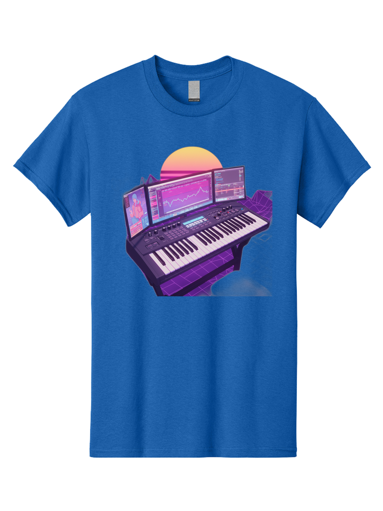 Synthesizer Men'S Graphic Tee, 100% Cotton, Comfortable Casual Summer Wear, Machine Washable, Synthesizer Keyboard, Music Production, Digital Audio Workstation, Sound Design, Electronic Music, Midi Controller, Waveform, Music Technology, Bac509