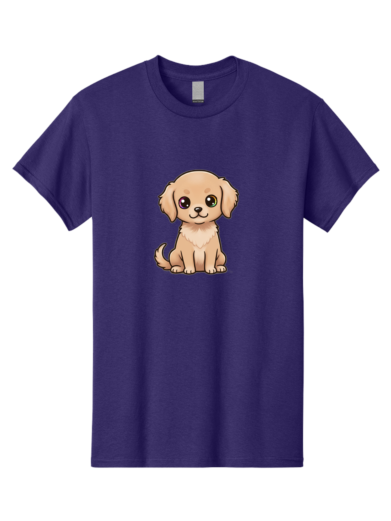 Tan-Puppy Men'S Graphic Tee, 100% Cotton, Comfortable Casual Summer Wear, Machine Washable, Cute Puppy, Cartoon Dog, Tan Colored Puppy, Fluffy Fur, Big Eyes, Sweet Expression, Sitting Dog, Adorable Animal, Kawaii Character, Playful Puppy, Bac510