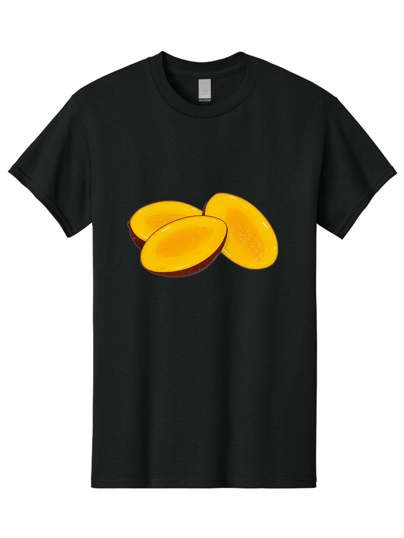 Three-Mango-Slices Men'S Graphic Tee, 100% Cotton, Comfortable Casual Summer Wear, Machine Washable, Mango Slices, Tropical Fruit, Yellow Fruit, Fruit Illustration, Sliced Mango, Healthy Snack, Vibrant Yellow, Fresh Fruit Bac517