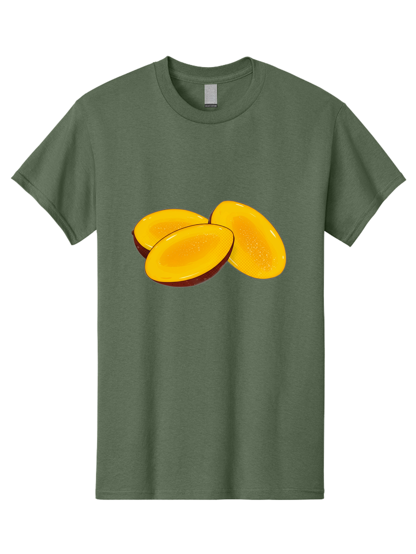 Three-Mango-Slices Men'S Graphic Tee, 100% Cotton, Comfortable Casual Summer Wear, Machine Washable, Mango Slices, Tropical Fruit, Yellow Fruit, Fruit Illustration, Sliced Mango, Healthy Snack, Vibrant Yellow, Fresh Fruit Bac517