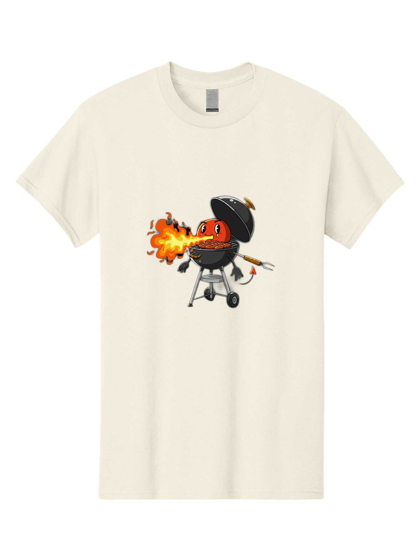 Tomato-In-Grill Men'S Graphic Tee, 100% Cotton, Comfortable Casual Summer Wear, Machine Washable, Tomato Grilling On Barbecue, Cartoon Character, Chef Illustration, Kitchen Humor, Funny Food, Barbecue Cooking, Comical Vegetable, Sizzling Hot Bac523