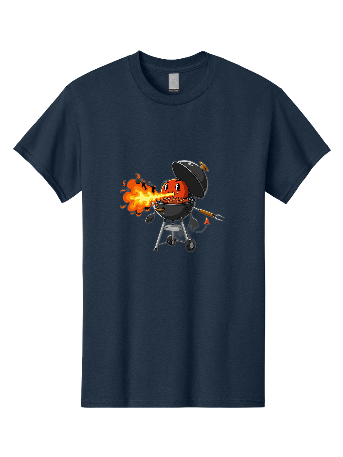 Tomato-In-Grill Men'S Graphic Tee, 100% Cotton, Comfortable Casual Summer Wear, Machine Washable, Tomato Grilling On Barbecue, Cartoon Character, Chef Illustration, Kitchen Humor, Funny Food, Barbecue Cooking, Comical Vegetable, Sizzling Hot Bac523