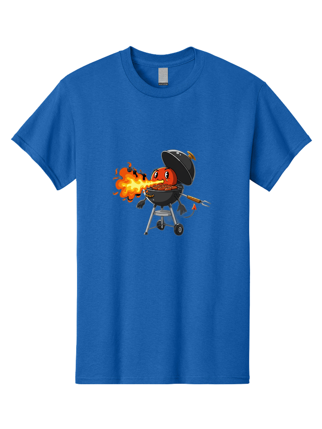 Tomato-In-Grill Men'S Graphic Tee, 100% Cotton, Comfortable Casual Summer Wear, Machine Washable, Tomato Grilling On Barbecue, Cartoon Character, Chef Illustration, Kitchen Humor, Funny Food, Barbecue Cooking, Comical Vegetable, Sizzling Hot Bac523
