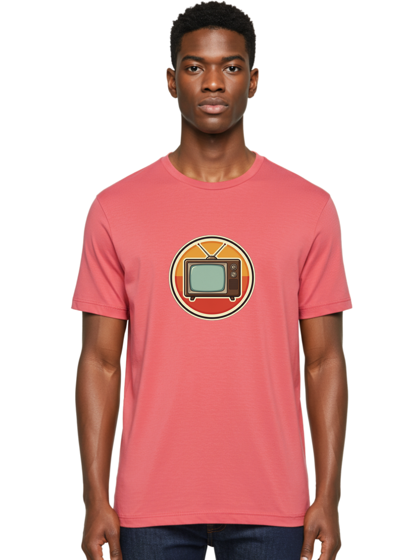 Tv-Icon Men'S Graphic Tee, 100% Cotton, Comfortable Casual Summer Wear, Machine Washable, Retro Television, Old Tv Set, Vintage Electronics, Classic Entertainment, Vintage Tech, Retro Gadgets, Nostalgic Devices, Antique Tv Bac524