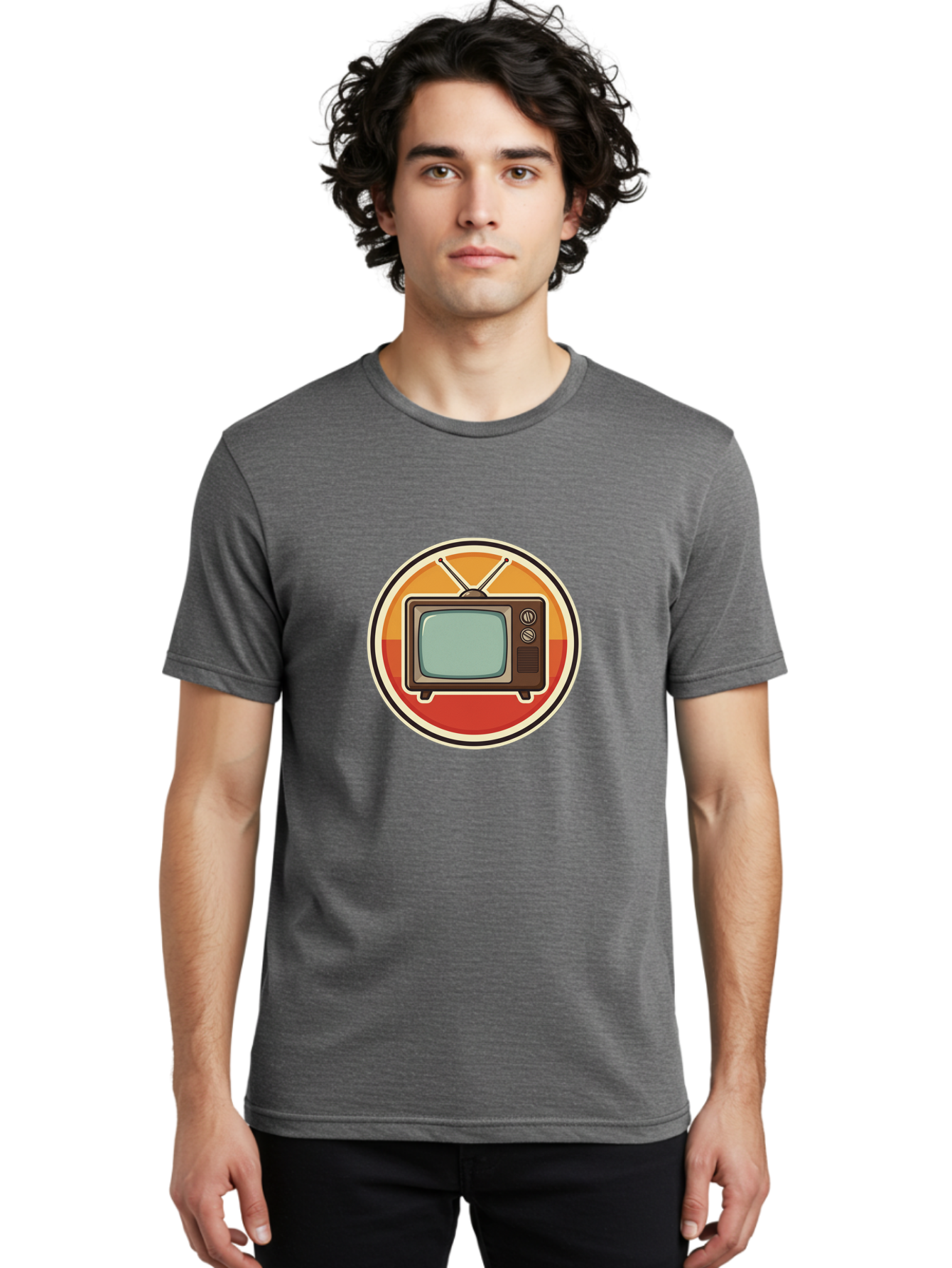 Tv-Icon Men'S Graphic Tee, 100% Cotton, Comfortable Casual Summer Wear, Machine Washable, Retro Television, Old Tv Set, Vintage Electronics, Classic Entertainment, Vintage Tech, Retro Gadgets, Nostalgic Devices, Antique Tv Bac524