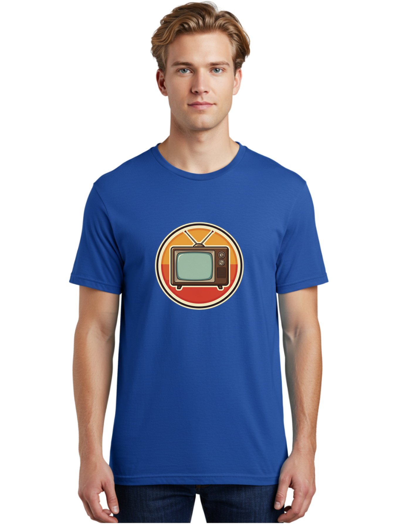 Tv-Icon Men'S Graphic Tee, 100% Cotton, Comfortable Casual Summer Wear, Machine Washable, Retro Television, Old Tv Set, Vintage Electronics, Classic Entertainment, Vintage Tech, Retro Gadgets, Nostalgic Devices, Antique Tv Bac524