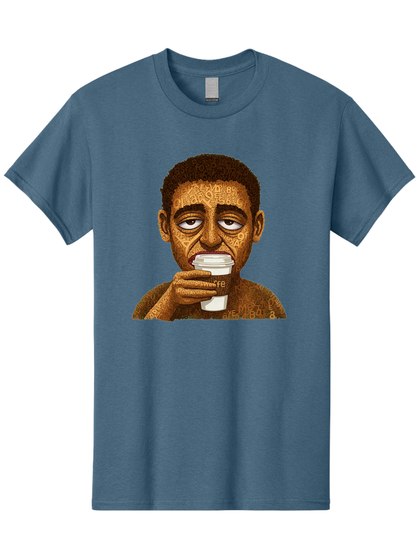 Tyler-The-Creator Men'S Graphic Tee, 100% Cotton, Comfortable Casual Summer Wear, Machine Washable, Tame Impala Lead Singer, Kevin Parker, Drinking Coffee, Psychedelic Art, Typography, Abstract Portrait, Indie Rock, Music Icon, Bac529