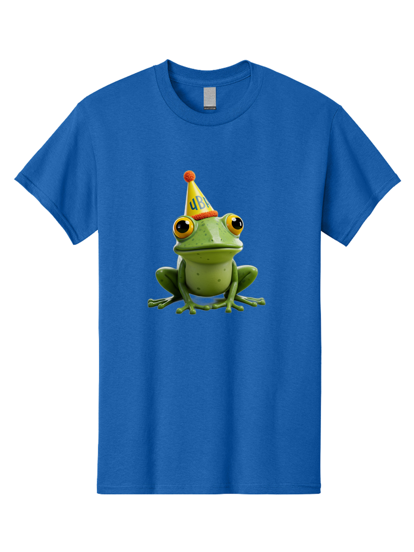 Ube-Frog Men'S Graphic Tee, 100% Cotton, Comfortable Casual Summer Wear, Machine Washable, Cartoon Frog, Party Hat, Funny Animal, Quirky Character, Amusement, Comical Illustration, Festive Vibe, Humor, Meme Inspiration, Entertaining Graphic Bac530