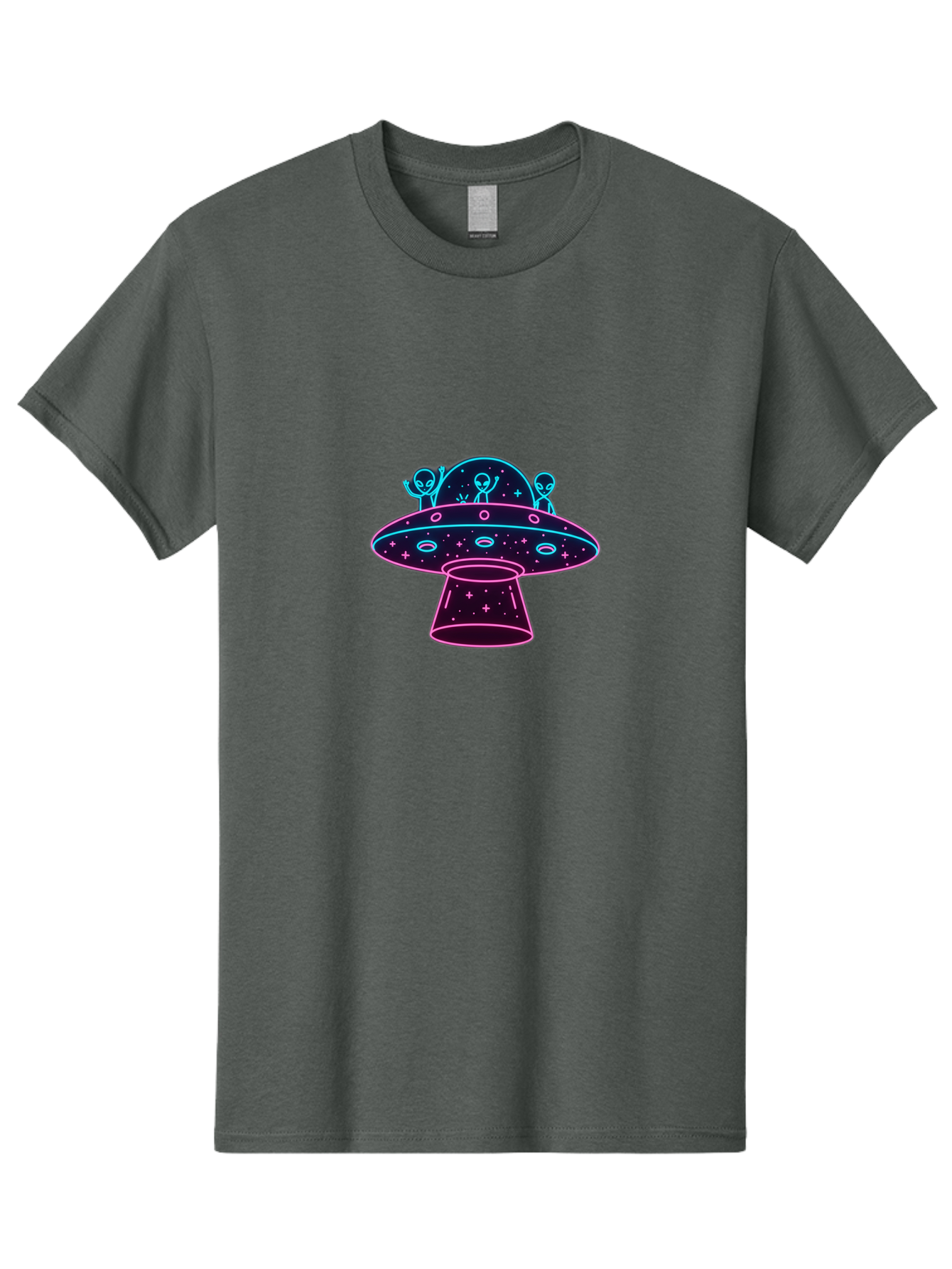 Ufo-Alien-Spaceship Men'S Graphic Tee, 100% Cotton, Comfortable Casual Summer Wear, Machine Washable, Alien Spaceship, Extraterrestrial Life, Futuristic Design, Neon Lights, Cosmic Travel, Stars, Universe Exploration, Mystic Ambiance, Bac531